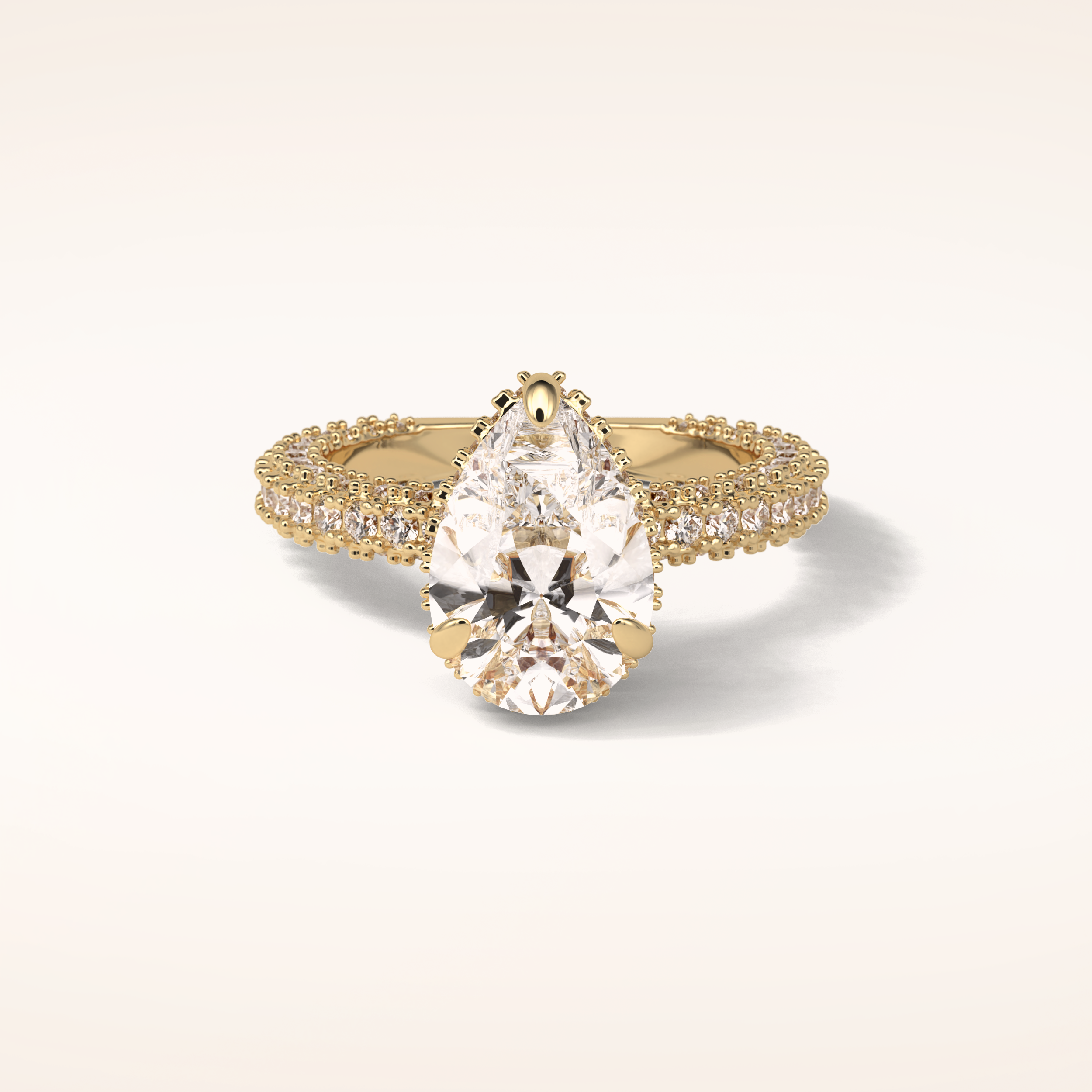 3.09 CT Pear Shaped Halo & Pave Moissanite Engagement Ring