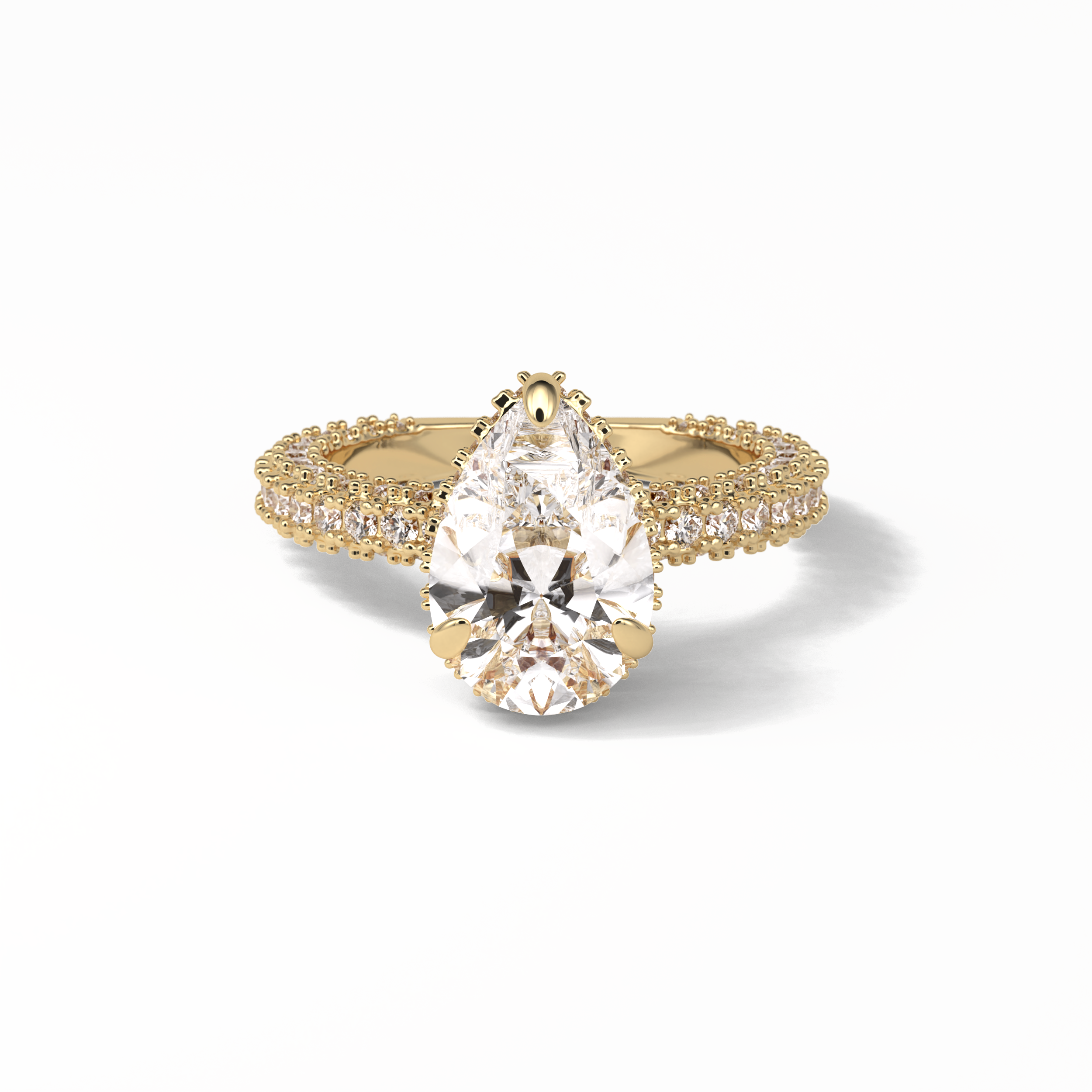 Pear Hidden Halo & Pave Lab Grown Diamond Engagement Ring