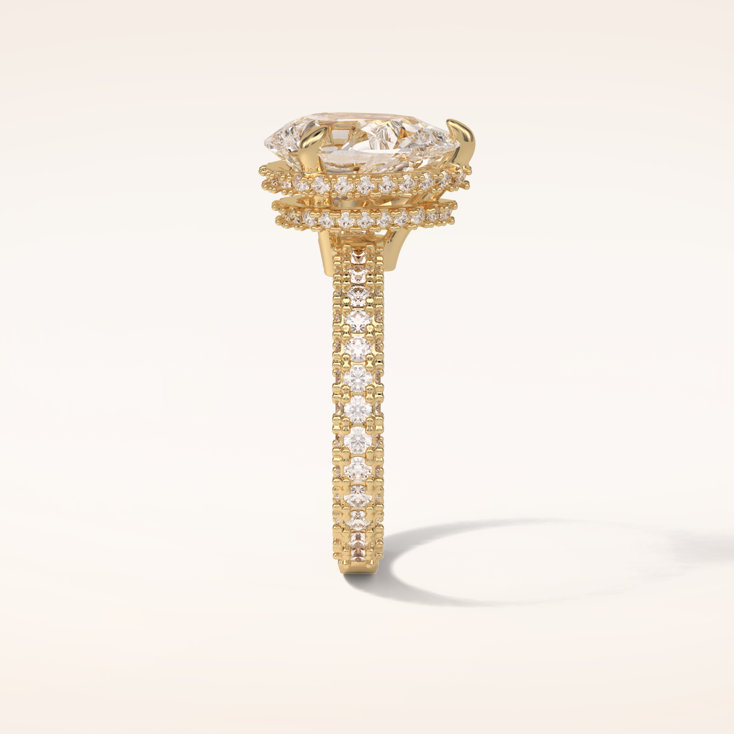 3.09 CT Pear Shaped Halo & Pave Moissanite Engagement Ring