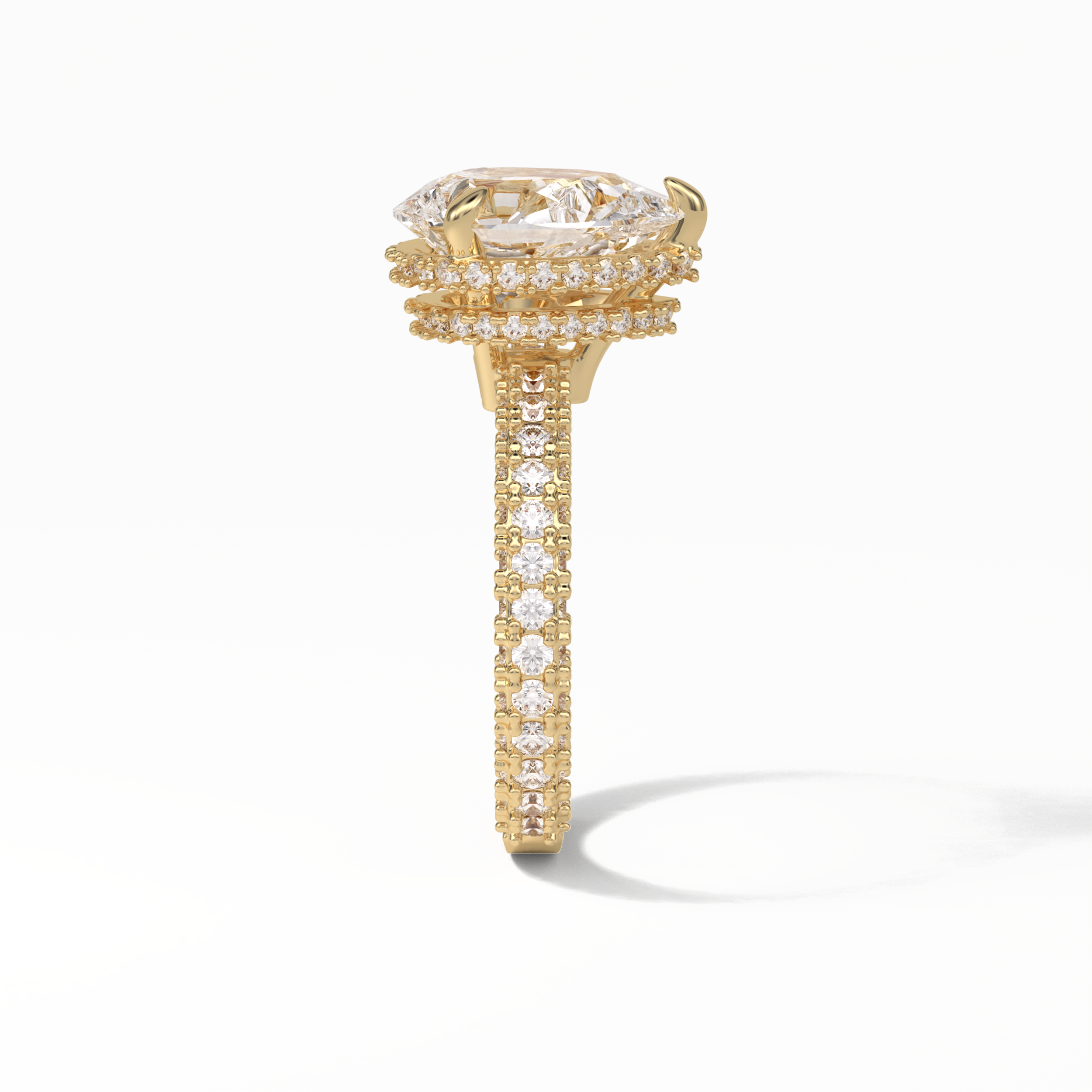 Pear Hidden Halo & Pave Lab Grown Diamond Engagement Ring
