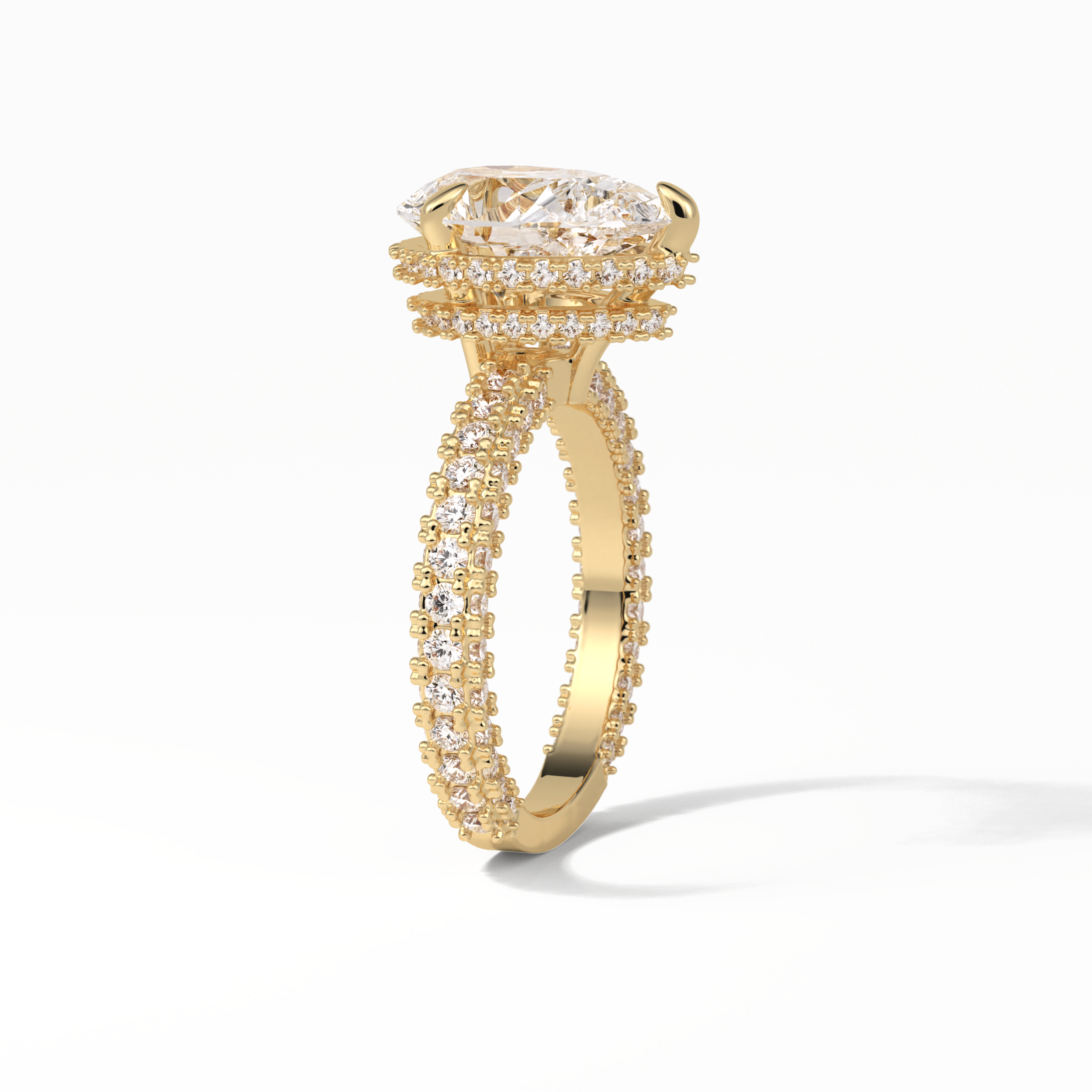 Pear Hidden Halo & Pave Lab Grown Diamond Engagement Ring