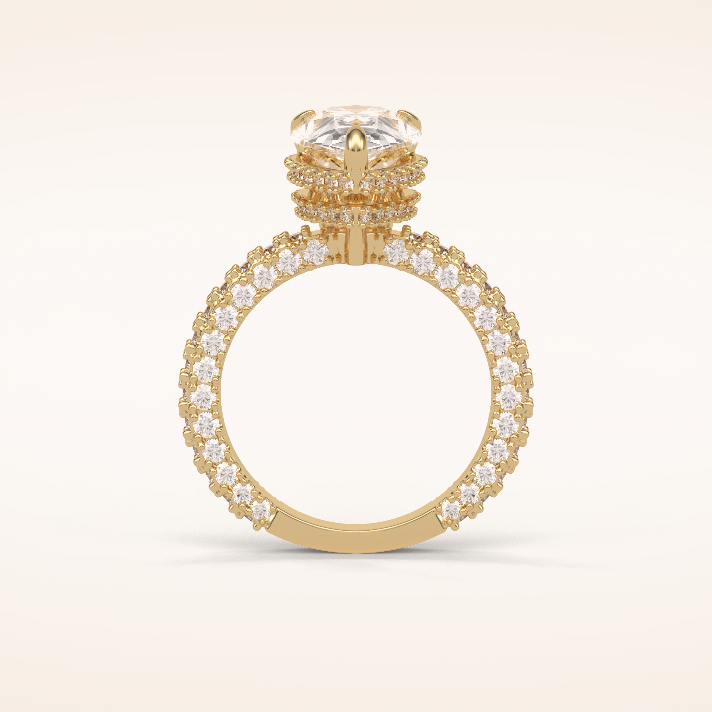 3.09 CT Pear Shaped Halo & Pave Moissanite Engagement Ring