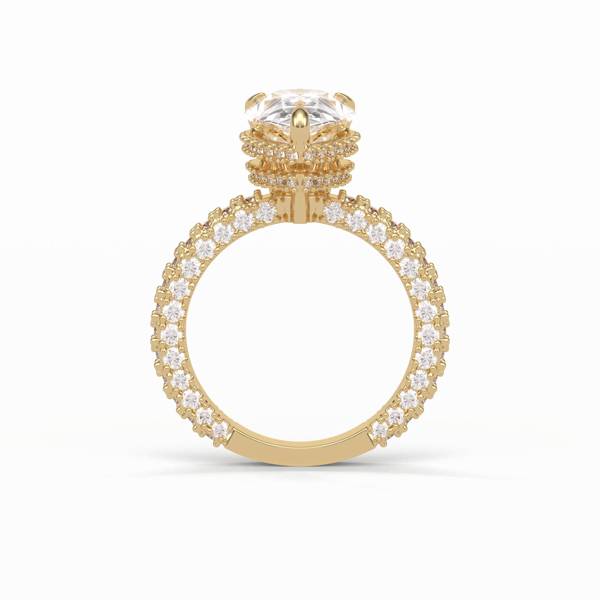 Pear Hidden Halo & Pave Lab Grown Diamond Engagement Ring