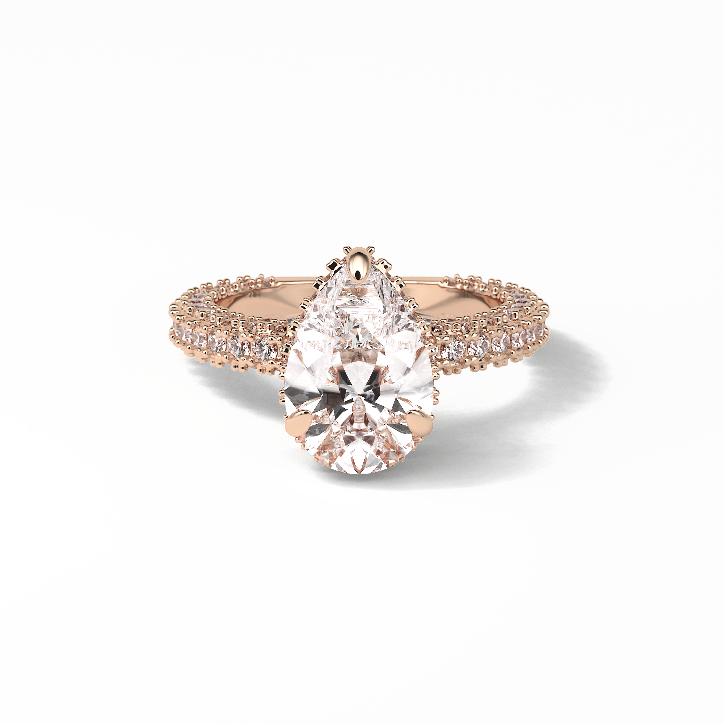 Pear Hidden Halo & Pave Lab Grown Diamond Engagement Ring
