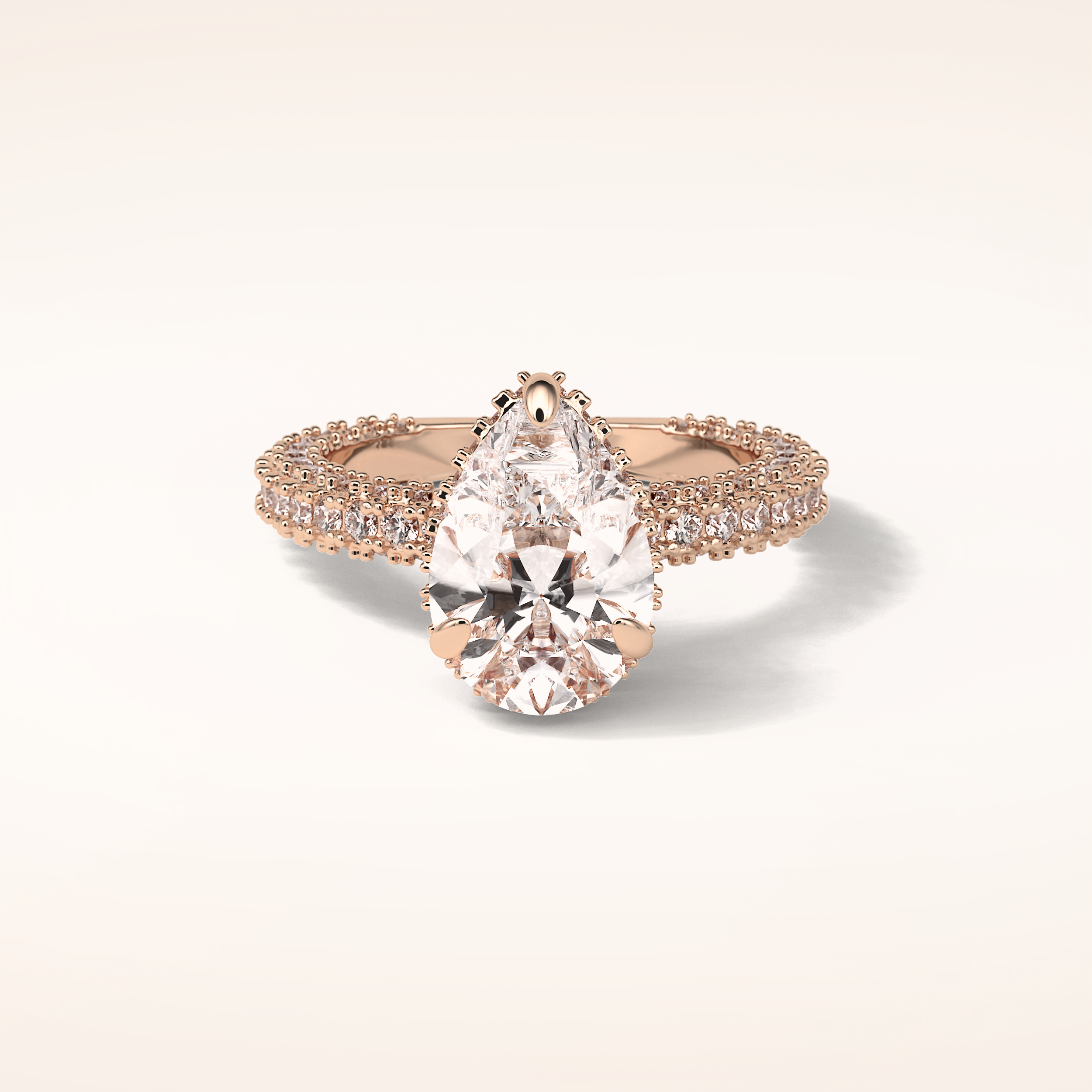 3.09 CT Pear Shaped Halo & Pave Moissanite Engagement Ring