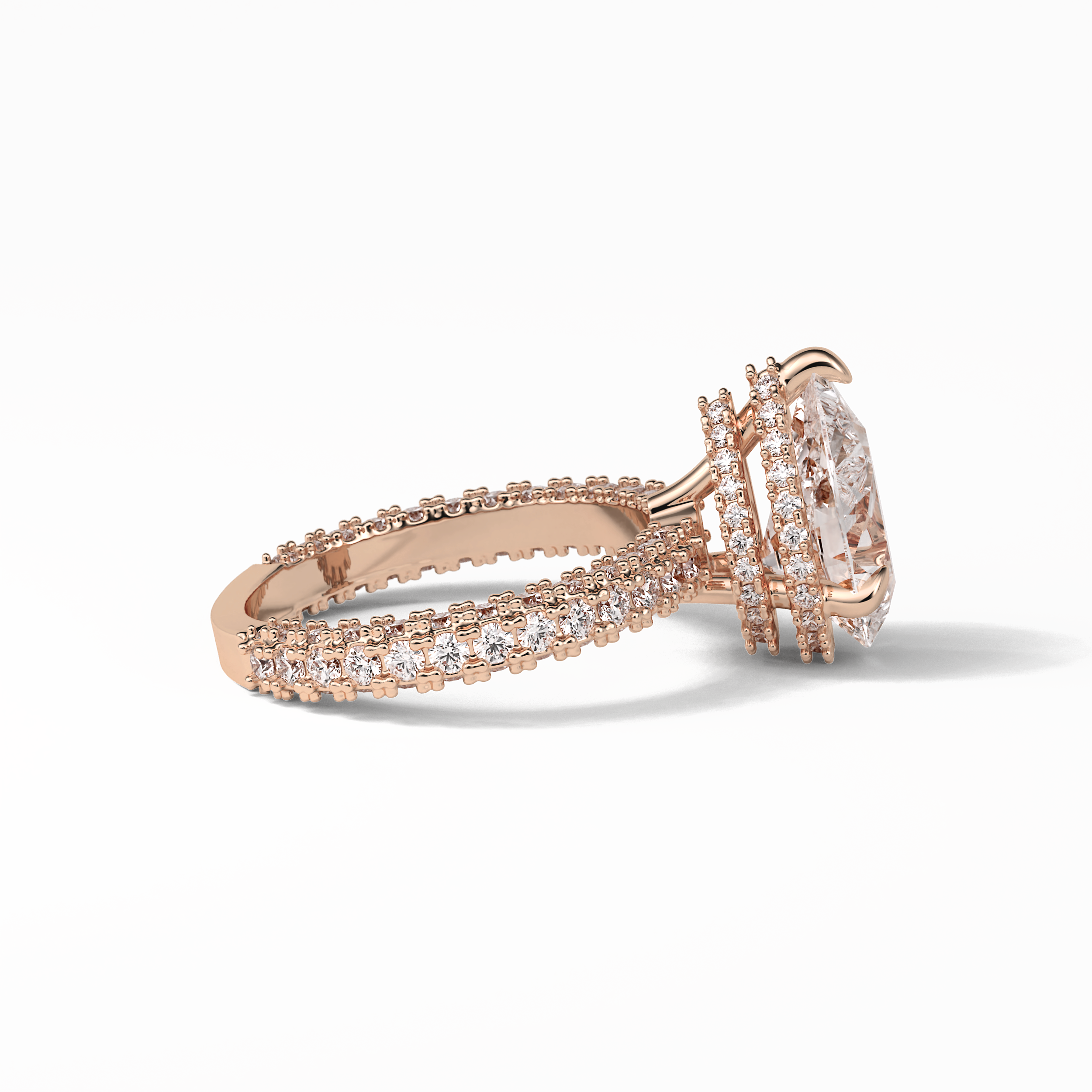Pear Hidden Halo & Pave Lab Grown Diamond Engagement Ring