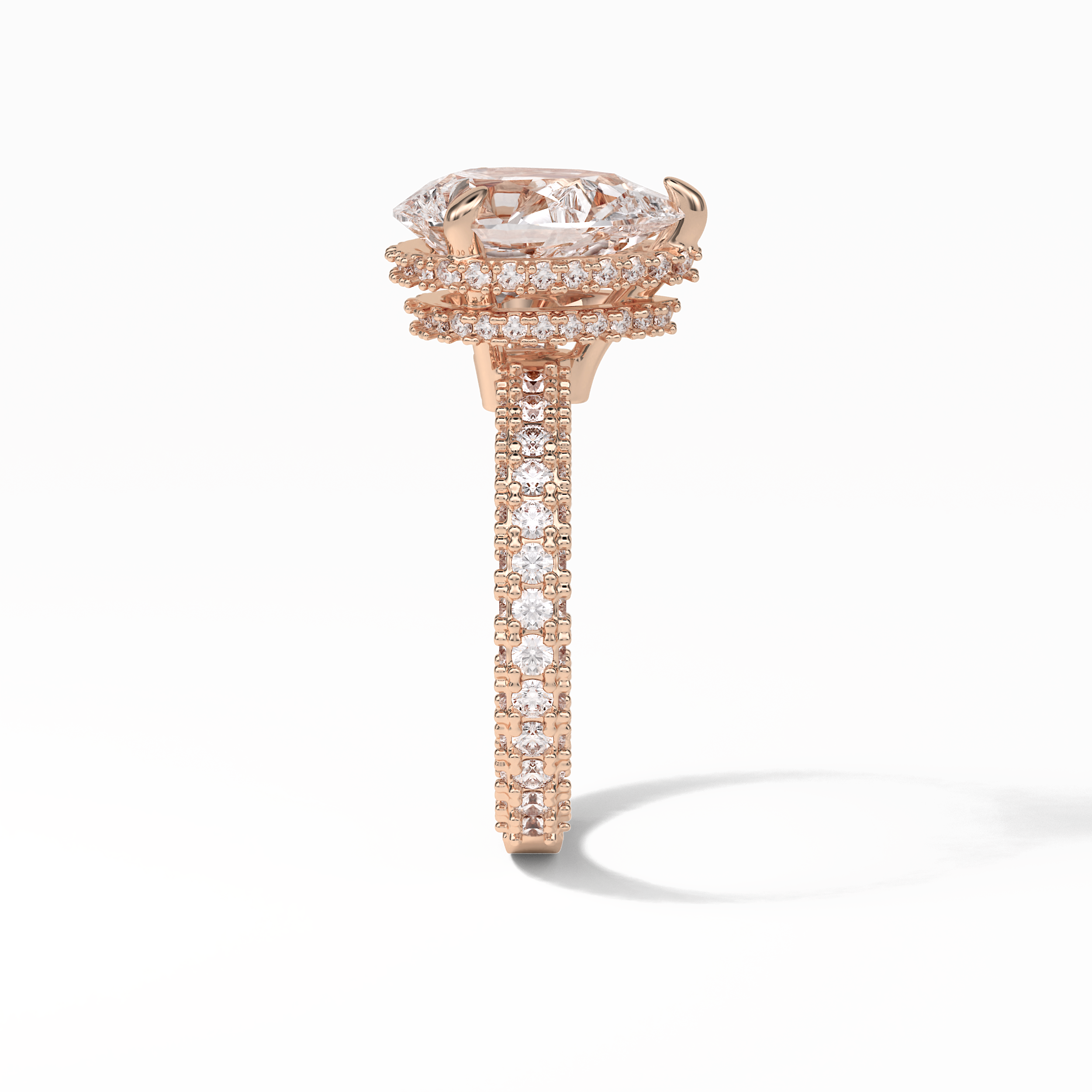 Pear Hidden Halo & Pave Lab Grown Diamond Engagement Ring
