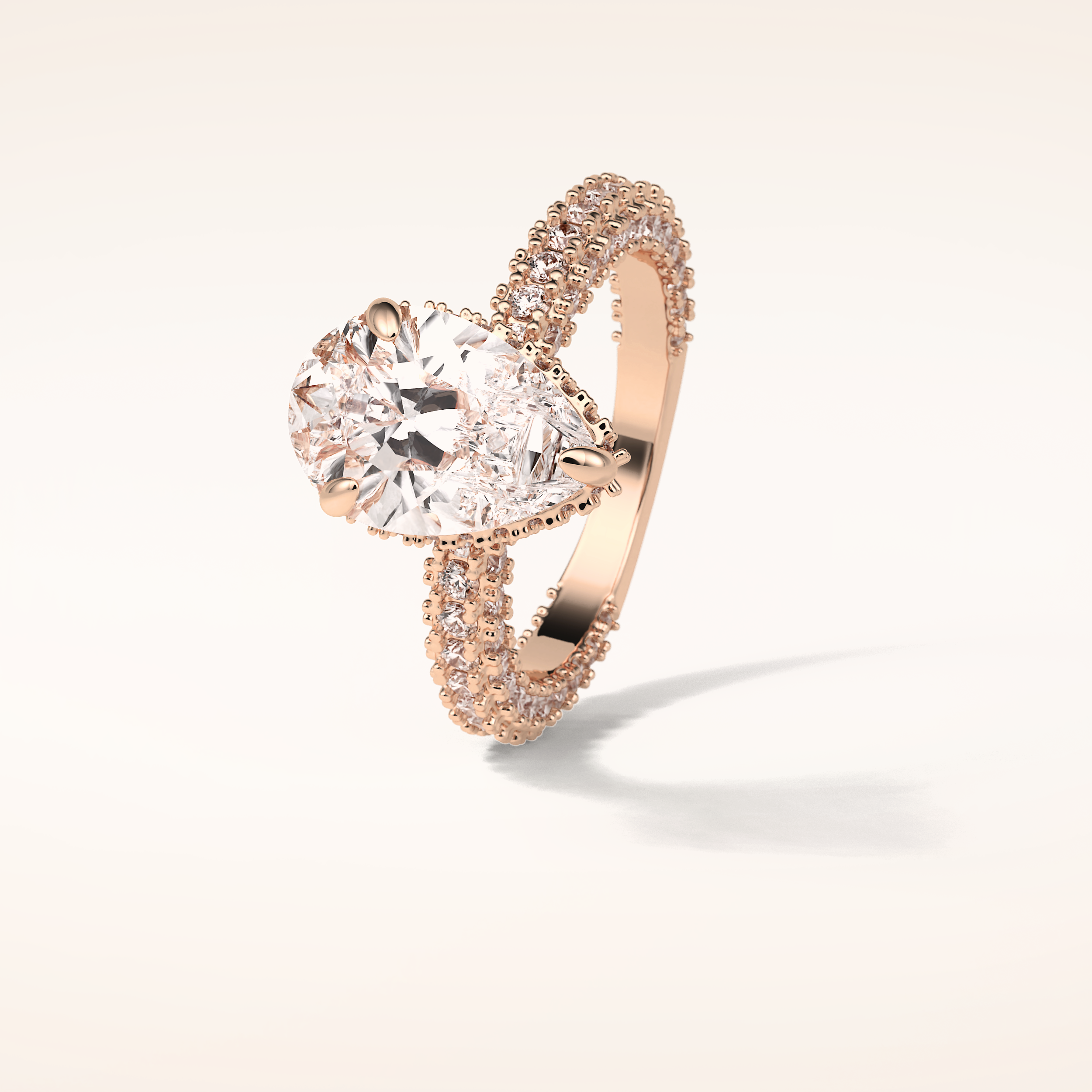 3.09 CT Pear Shaped Halo & Pave Moissanite Engagement Ring