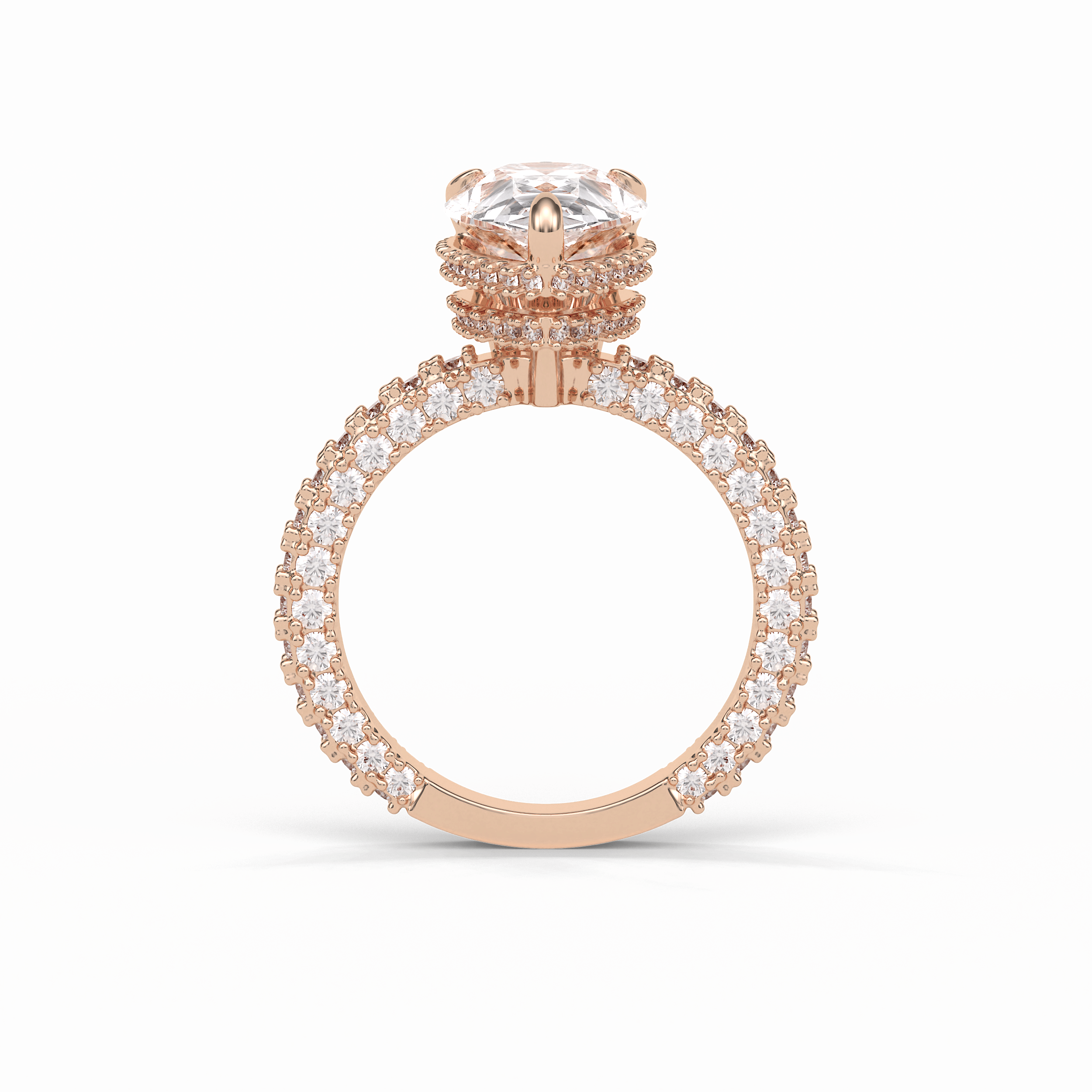 Pear Hidden Halo & Pave Lab Grown Diamond Engagement Ring