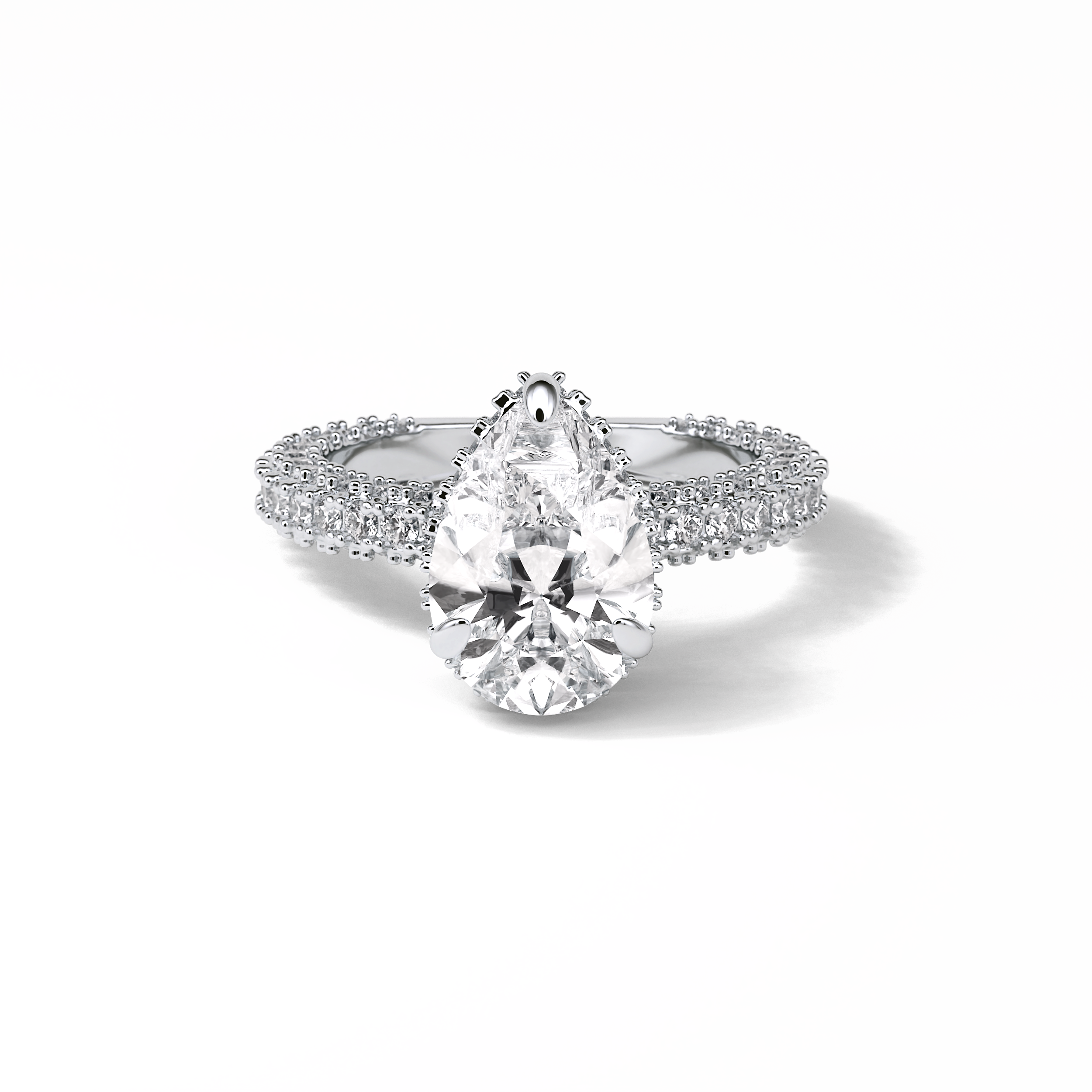 Pear Hidden Halo & Pave Lab Grown Diamond Engagement Ring