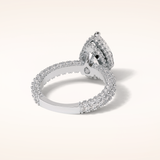 3.09 CT Pear Shaped Halo & Pave Moissanite Engagement Ring