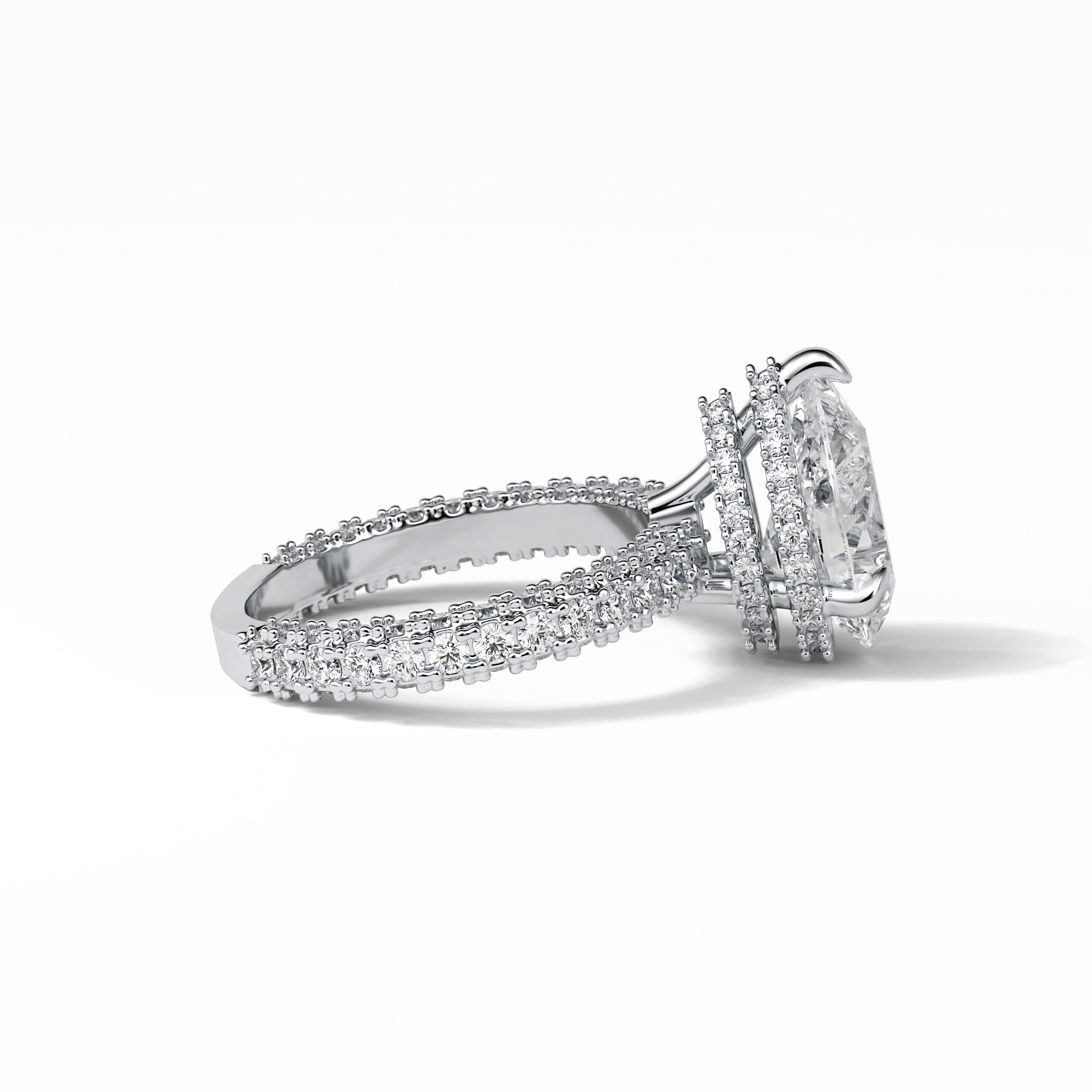 Pear Hidden Halo & Pave Lab Grown Diamond Engagement Ring