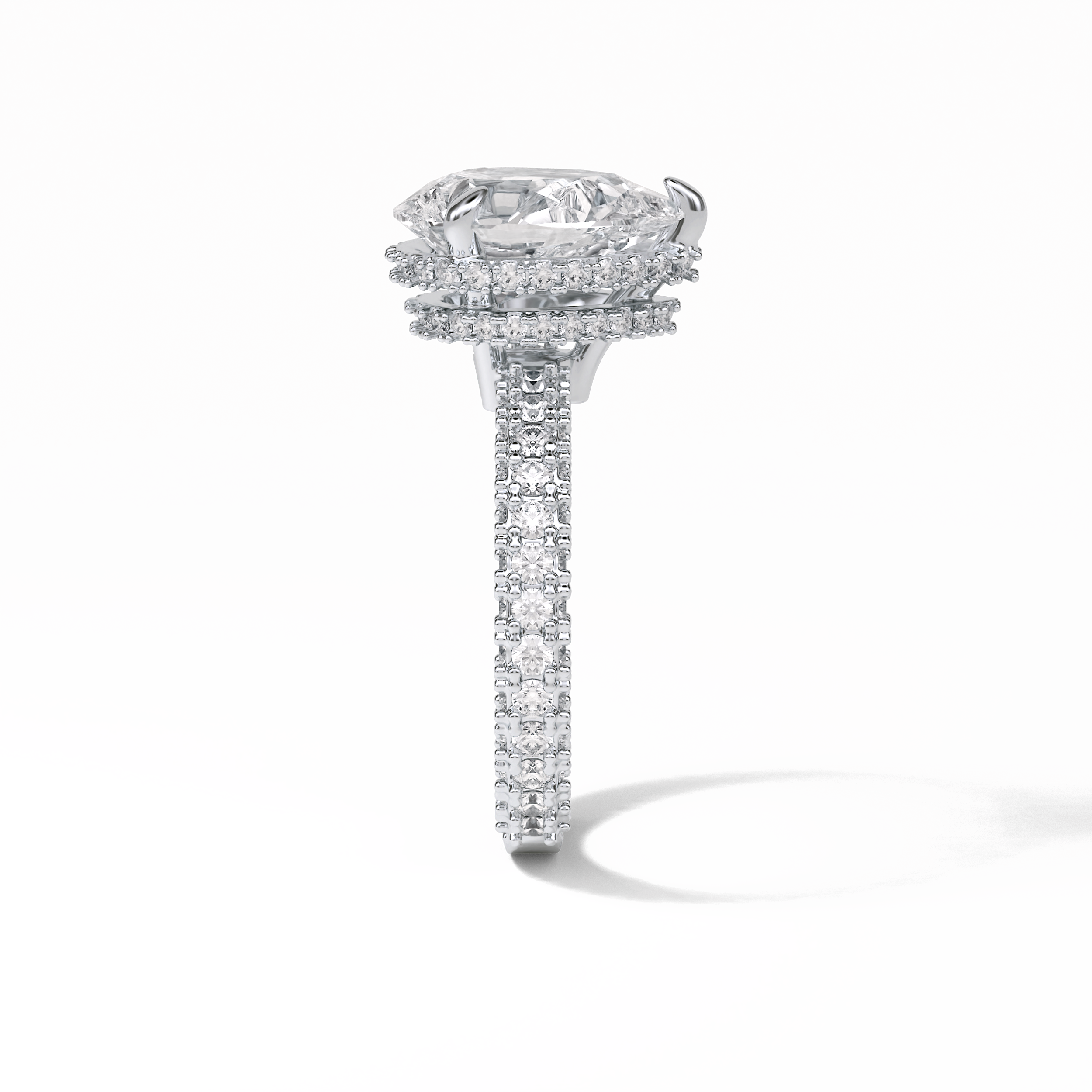 Pear Hidden Halo & Pave Lab Grown Diamond Engagement Ring
