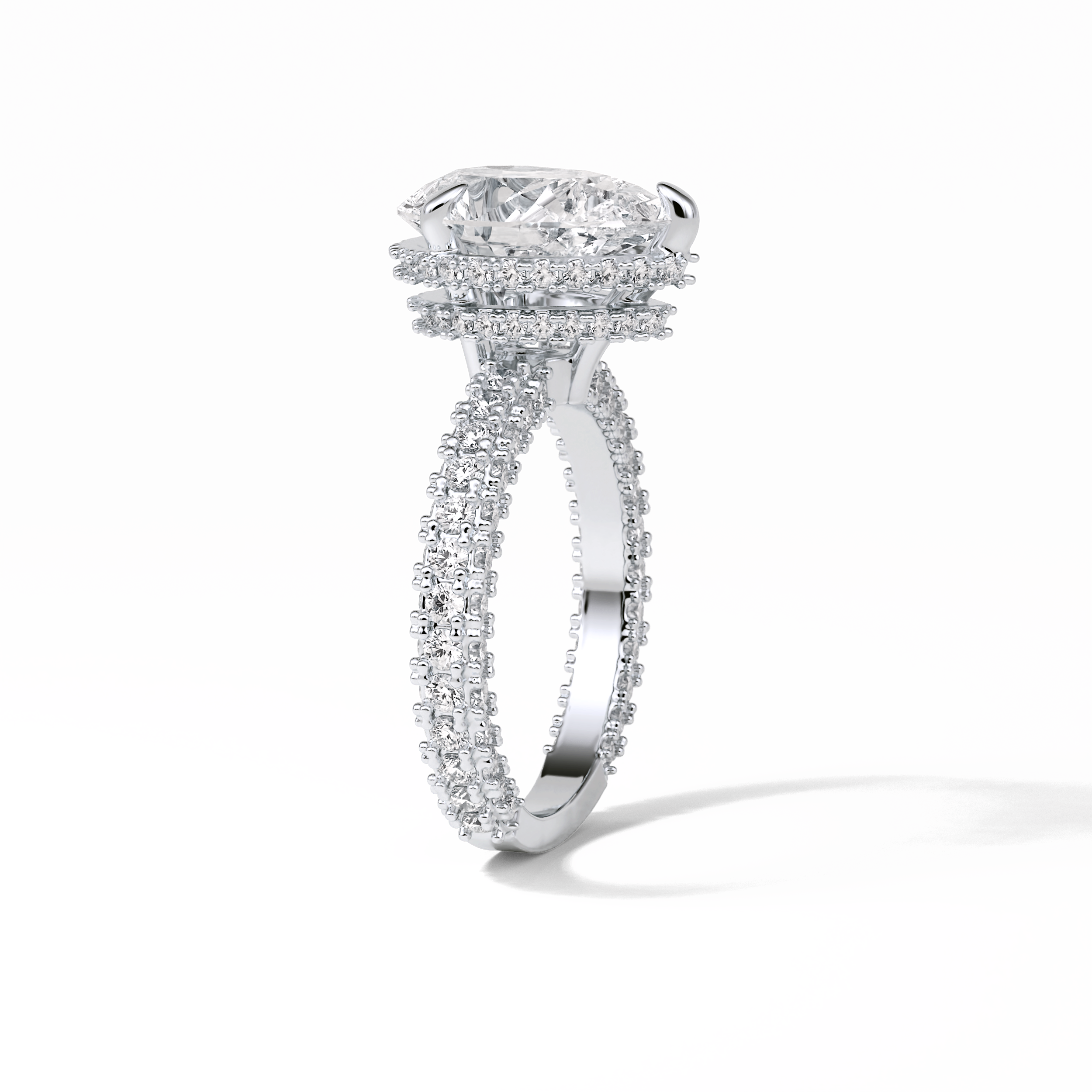 Pear Hidden Halo & Pave Lab Grown Diamond Engagement Ring