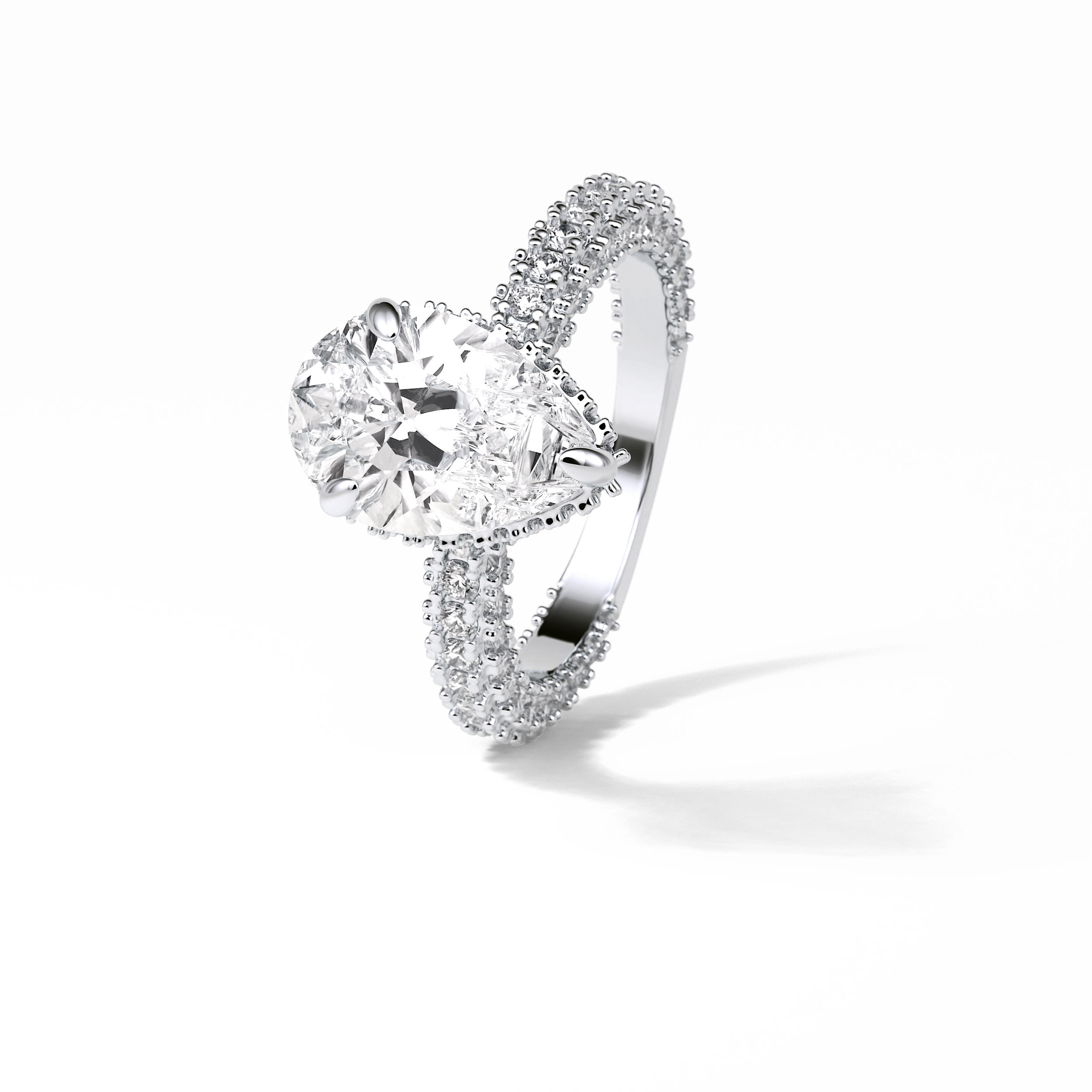 Pear Hidden Halo & Pave Lab Grown Diamond Engagement Ring