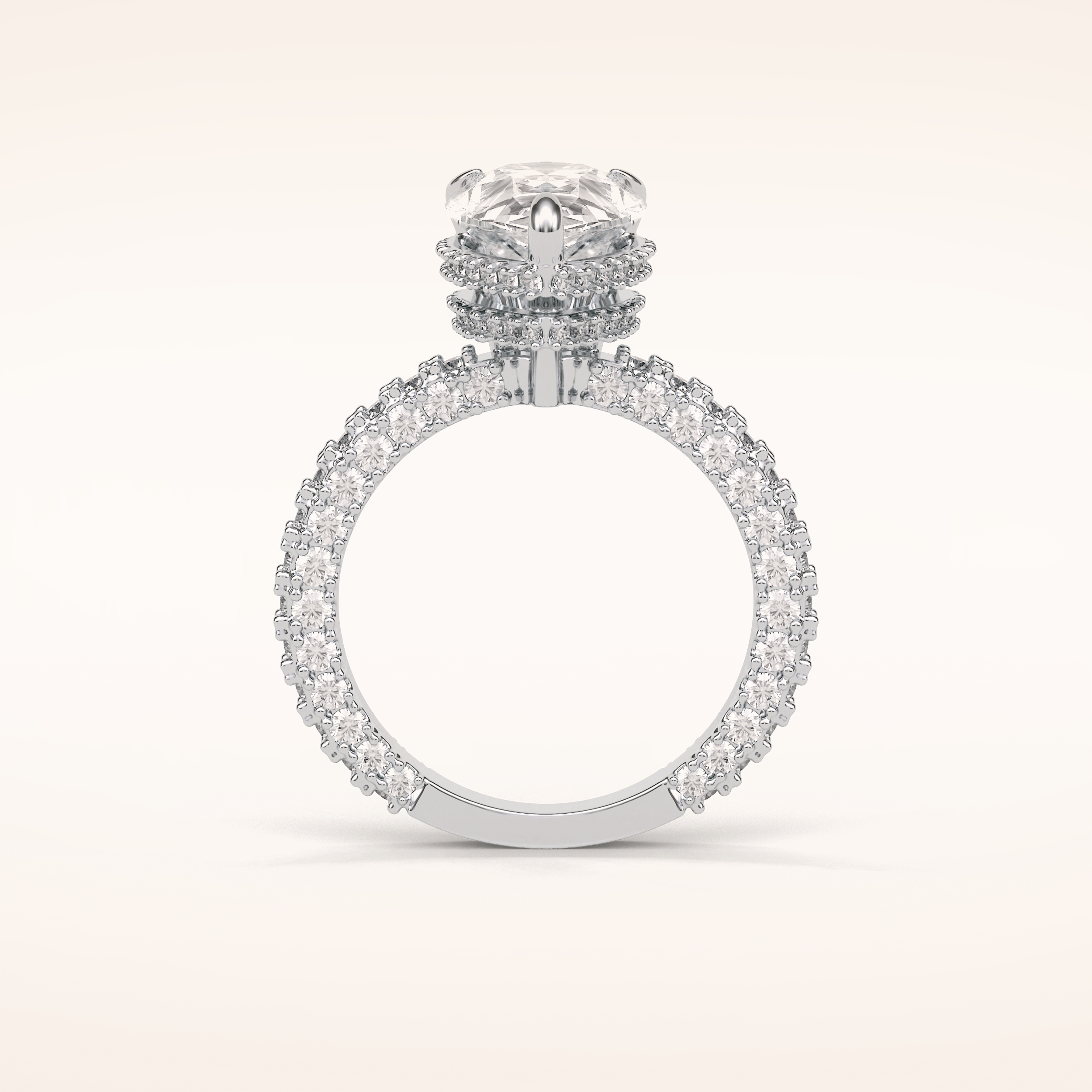 3.09 CT Pear Shaped Halo & Pave Moissanite Engagement Ring