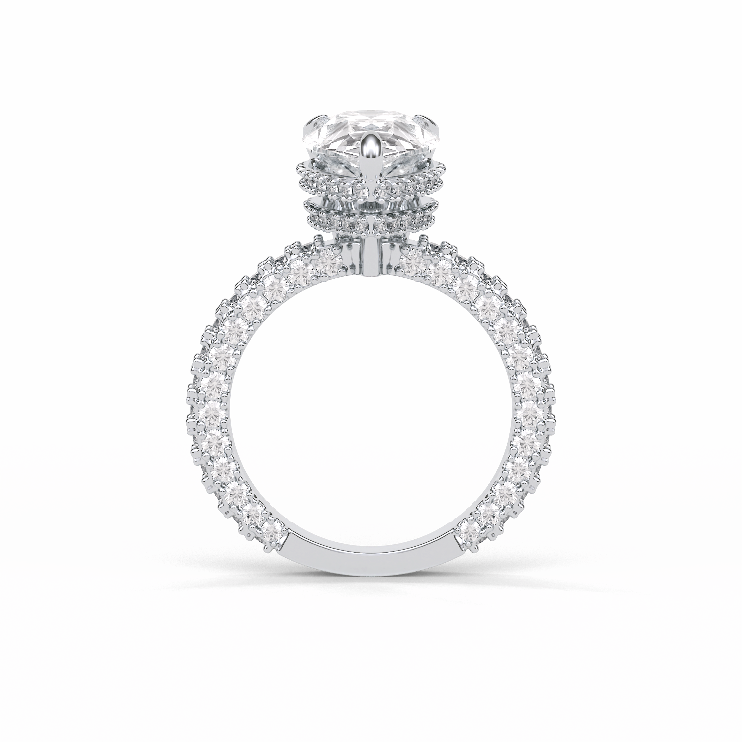 Pear Hidden Halo & Pave Lab Grown Diamond Engagement Ring