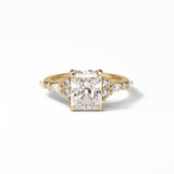 Asscher Three Stones Pave Lab Grown Diamond Engagement Ring