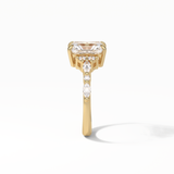 Asscher Three Stones Pave Lab Grown Diamond Engagement Ring