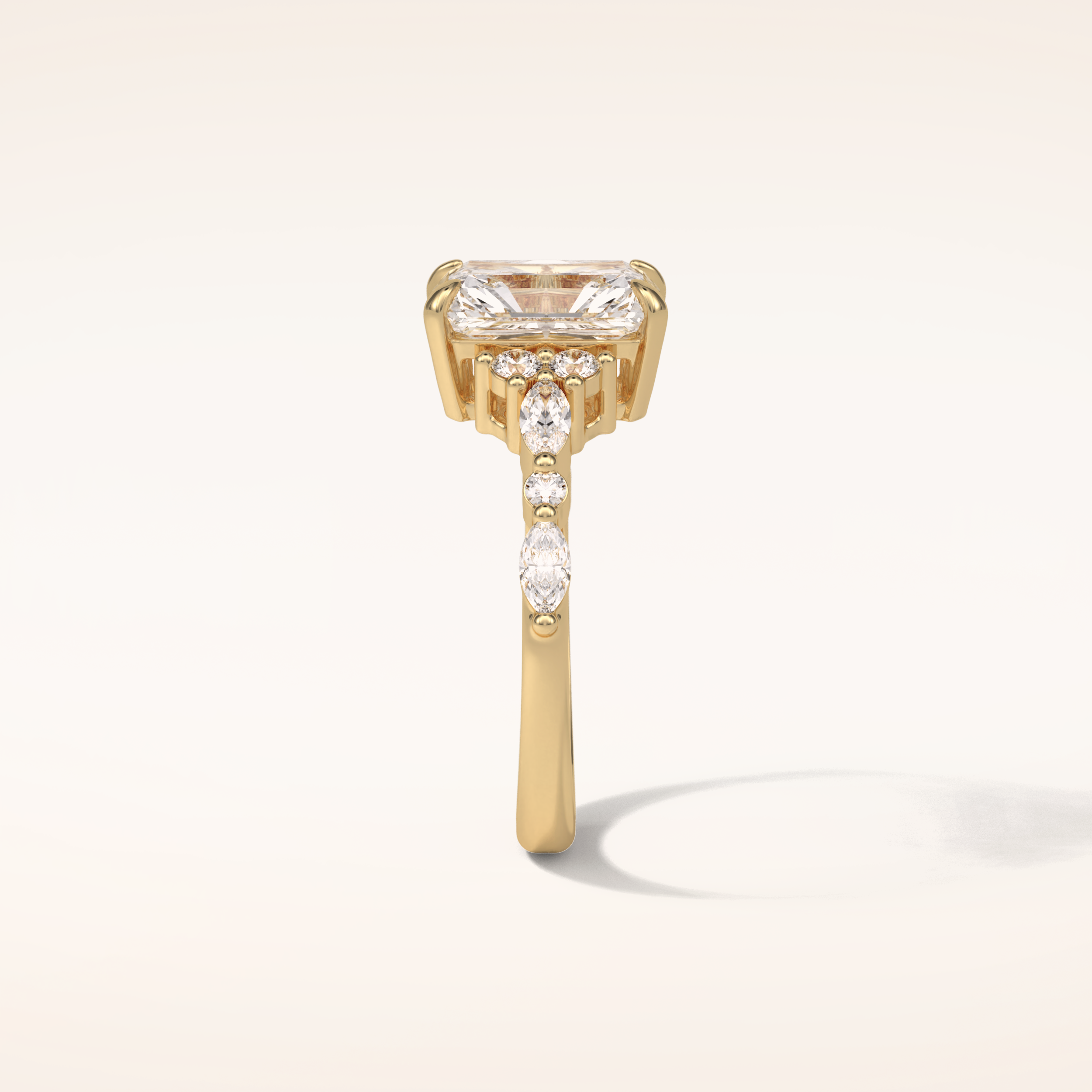 2.30 CT Radiant Shaped Cluster Moissanite Engagement Ring