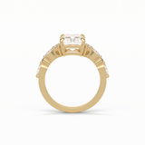 Asscher Three Stones Pave Lab Grown Diamond Engagement Ring
