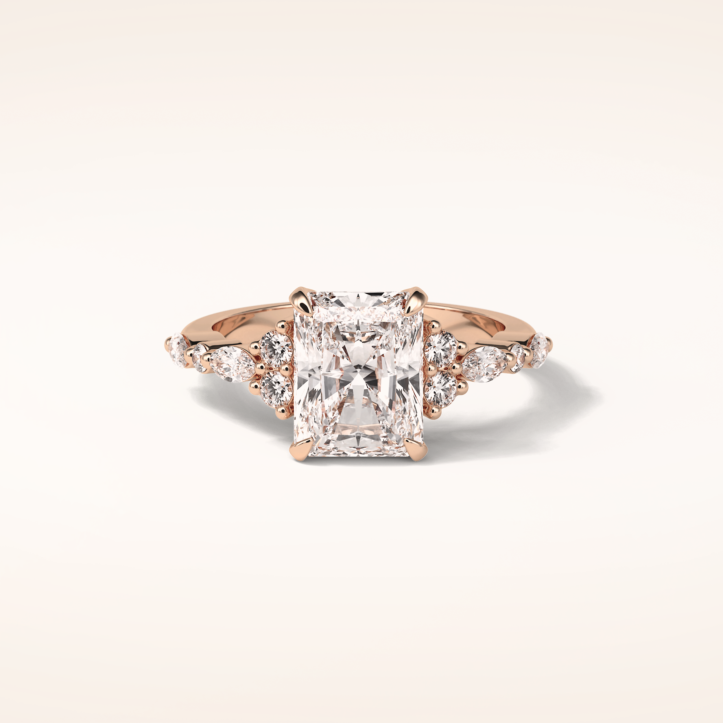 2.30 CT Radiant Shaped Cluster Moissanite Engagement Ring