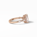 Asscher Three Stones Pave Lab Grown Diamond Engagement Ring