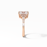 Asscher Three Stones Pave Lab Grown Diamond Engagement Ring