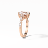 Asscher Three Stones Pave Lab Grown Diamond Engagement Ring