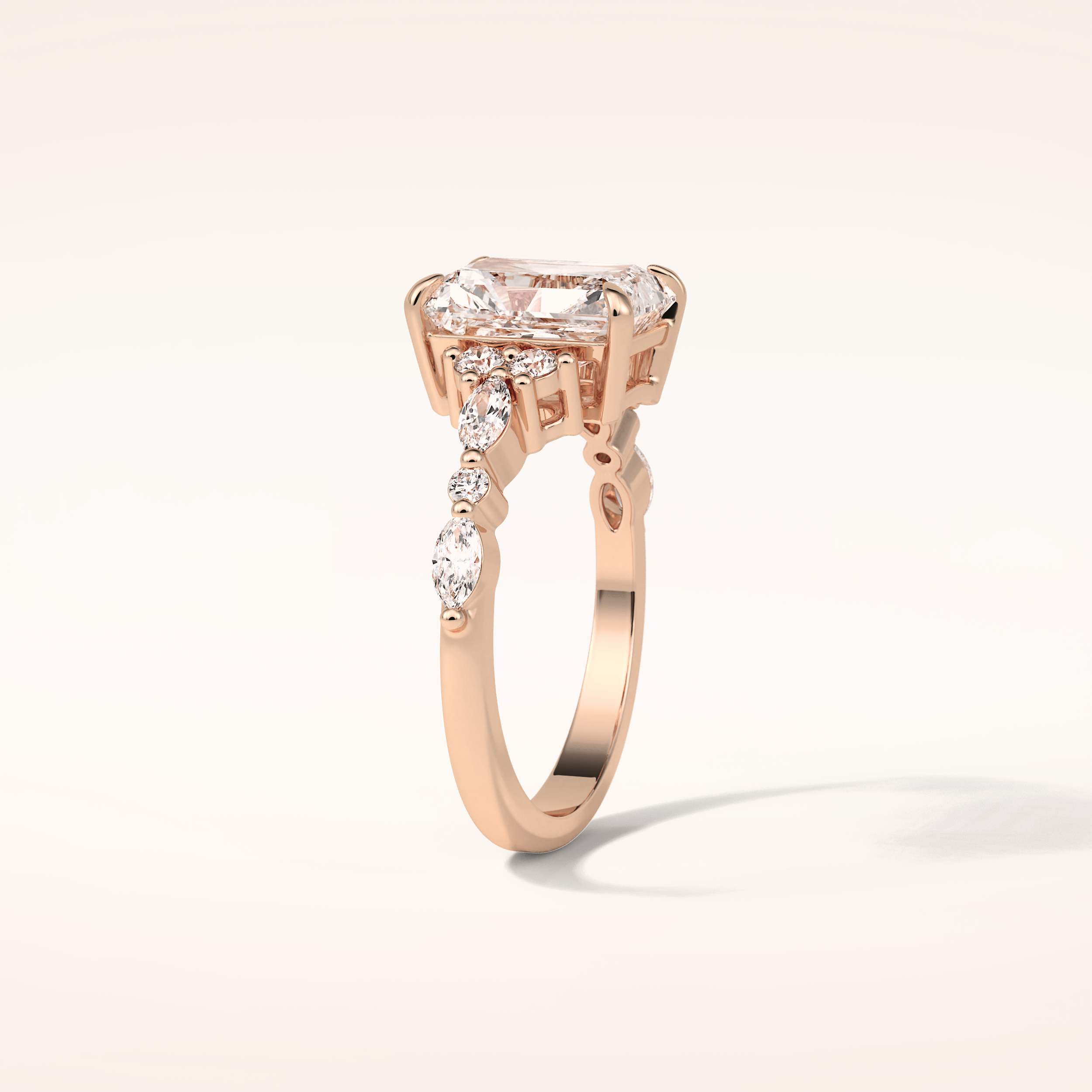 2.30 CT Radiant Shaped Cluster Moissanite Engagement Ring