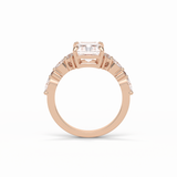 Asscher Three Stones Pave Lab Grown Diamond Engagement Ring