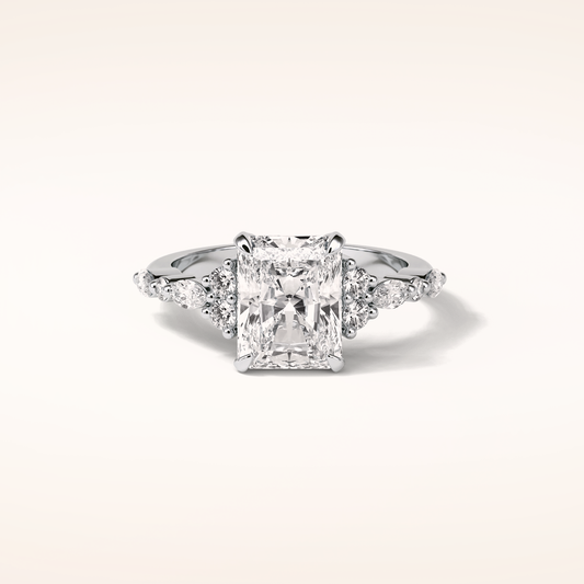 2.30 CT Radiant Shaped Cluster Moissanite Engagement Ring