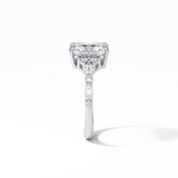 Asscher Three Stones Pave Lab Grown Diamond Engagement Ring