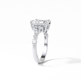 Asscher Three Stones Pave Lab Grown Diamond Engagement Ring
