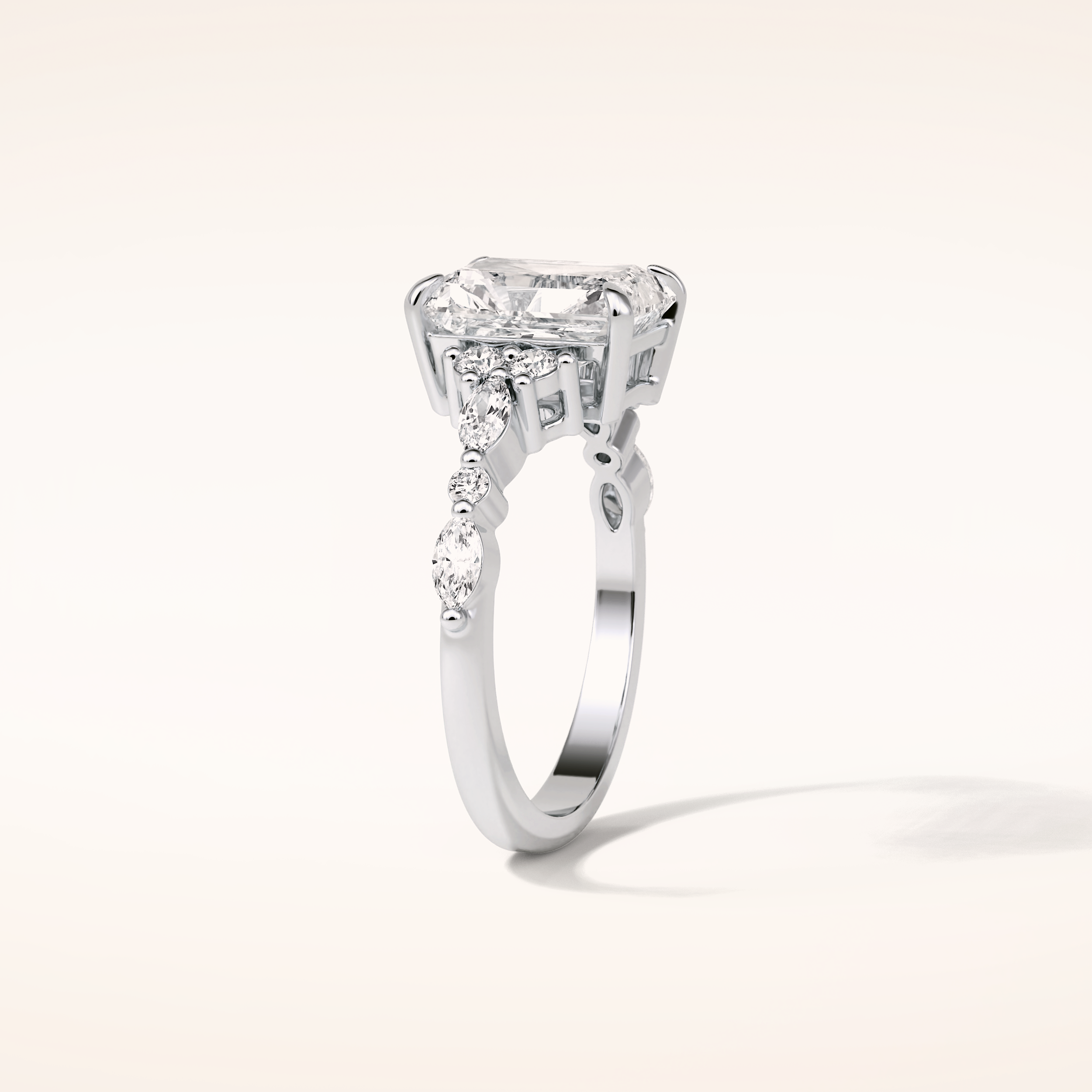 2.30 CT Radiant Shaped Cluster Moissanite Engagement Ring