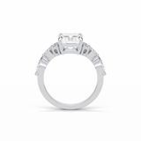 Asscher Three Stones Pave Lab Grown Diamond Engagement Ring