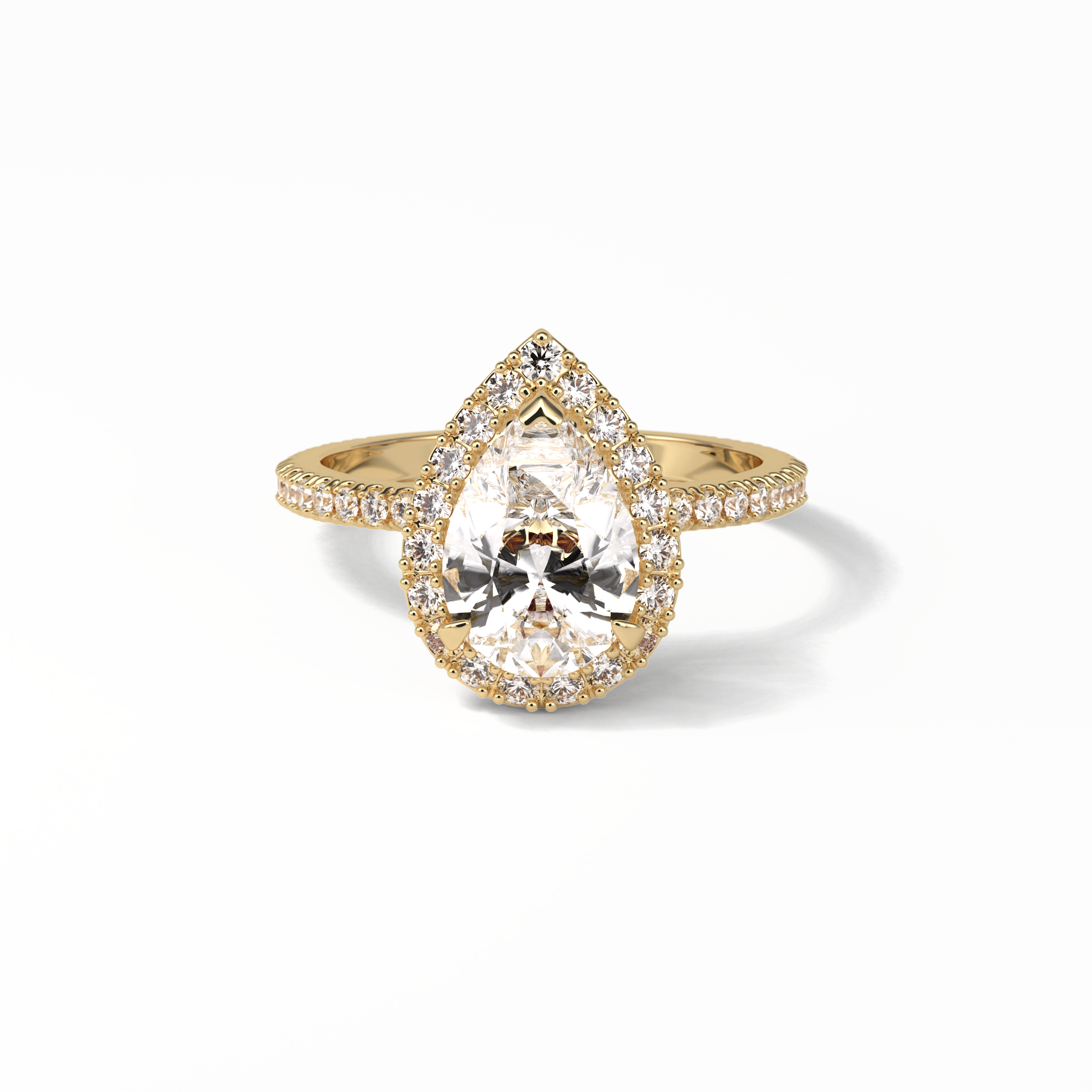 Pear Halo & Pave Lab Grown Diamond Engagement Ring