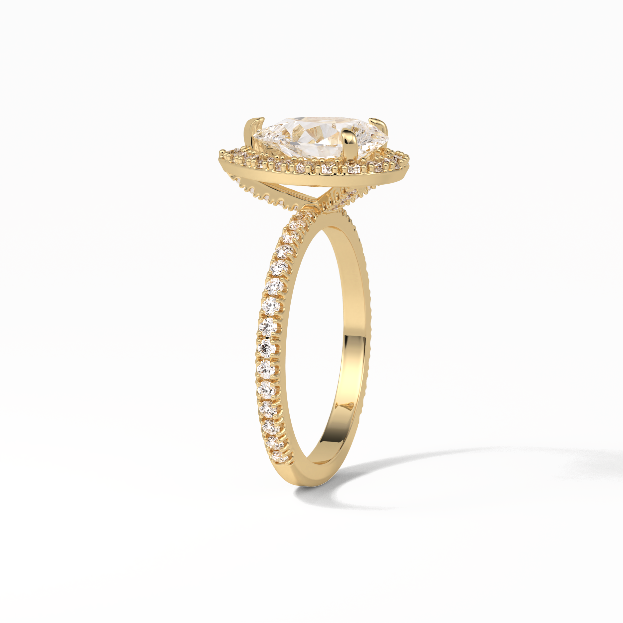 Pear Halo & Pave Lab Grown Diamond Engagement Ring