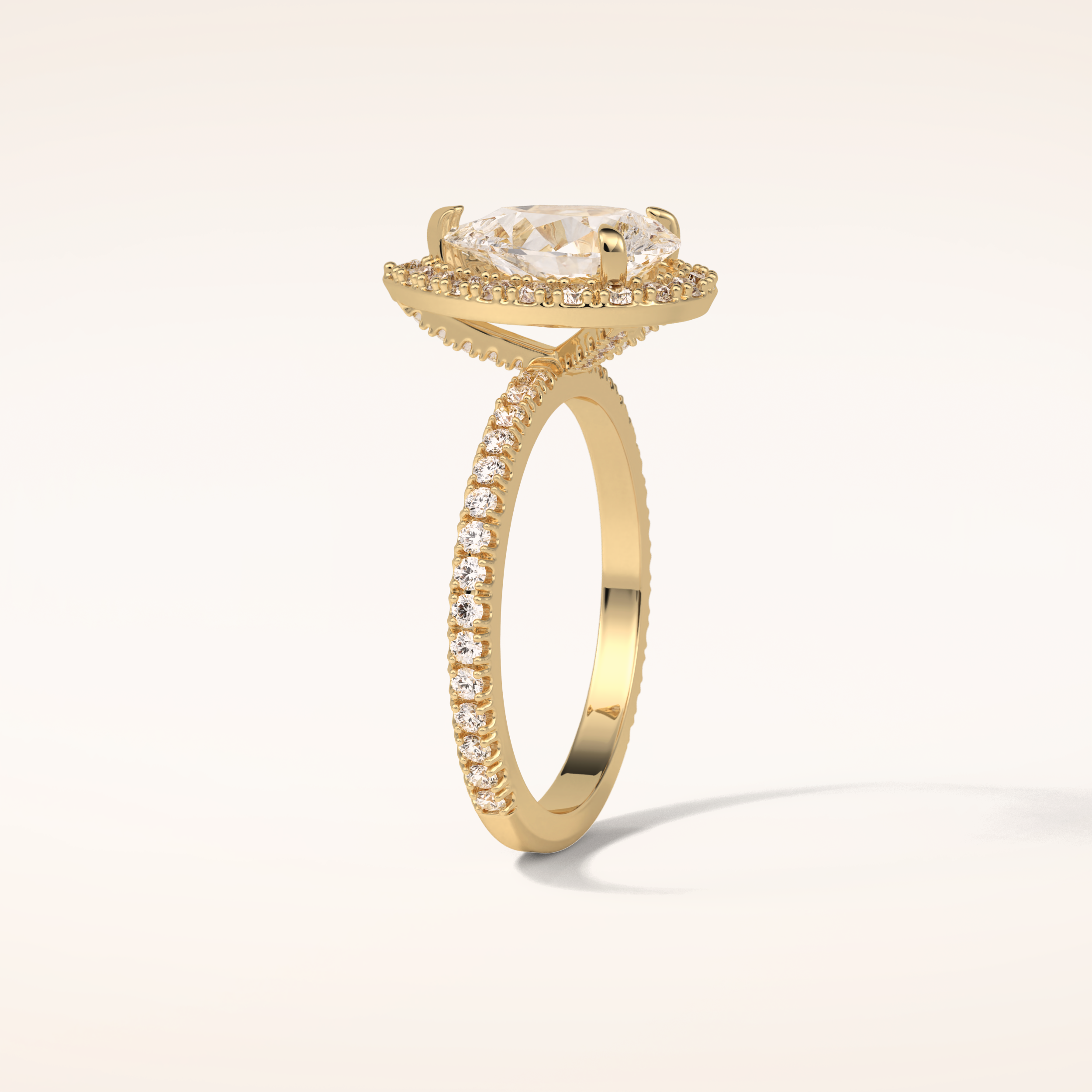 1.93 CT Pear Shaped Halo & Pave Moissanite Engagement Ring