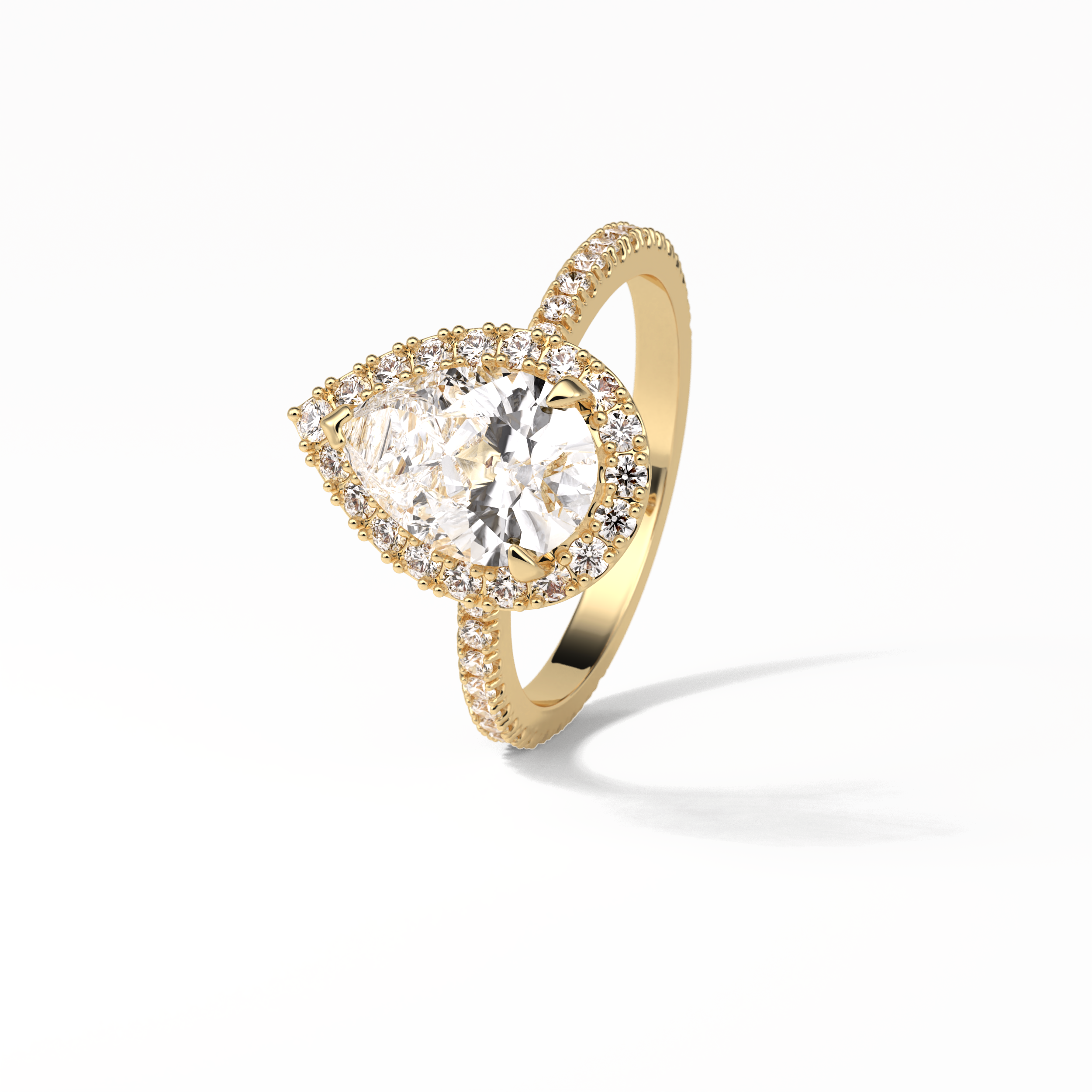 Pear Halo & Pave Lab Grown Diamond Engagement Ring