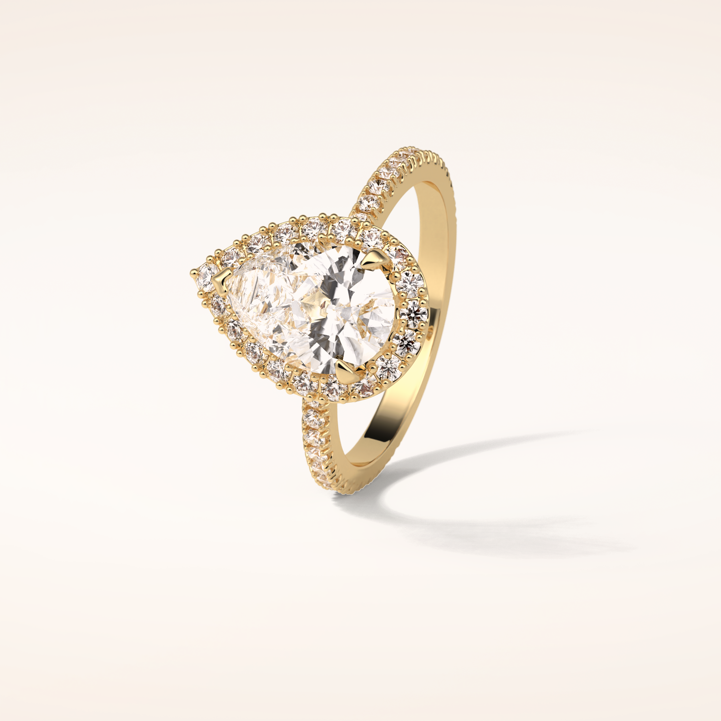 1.93 CT Pear Shaped Halo & Pave Moissanite Engagement Ring