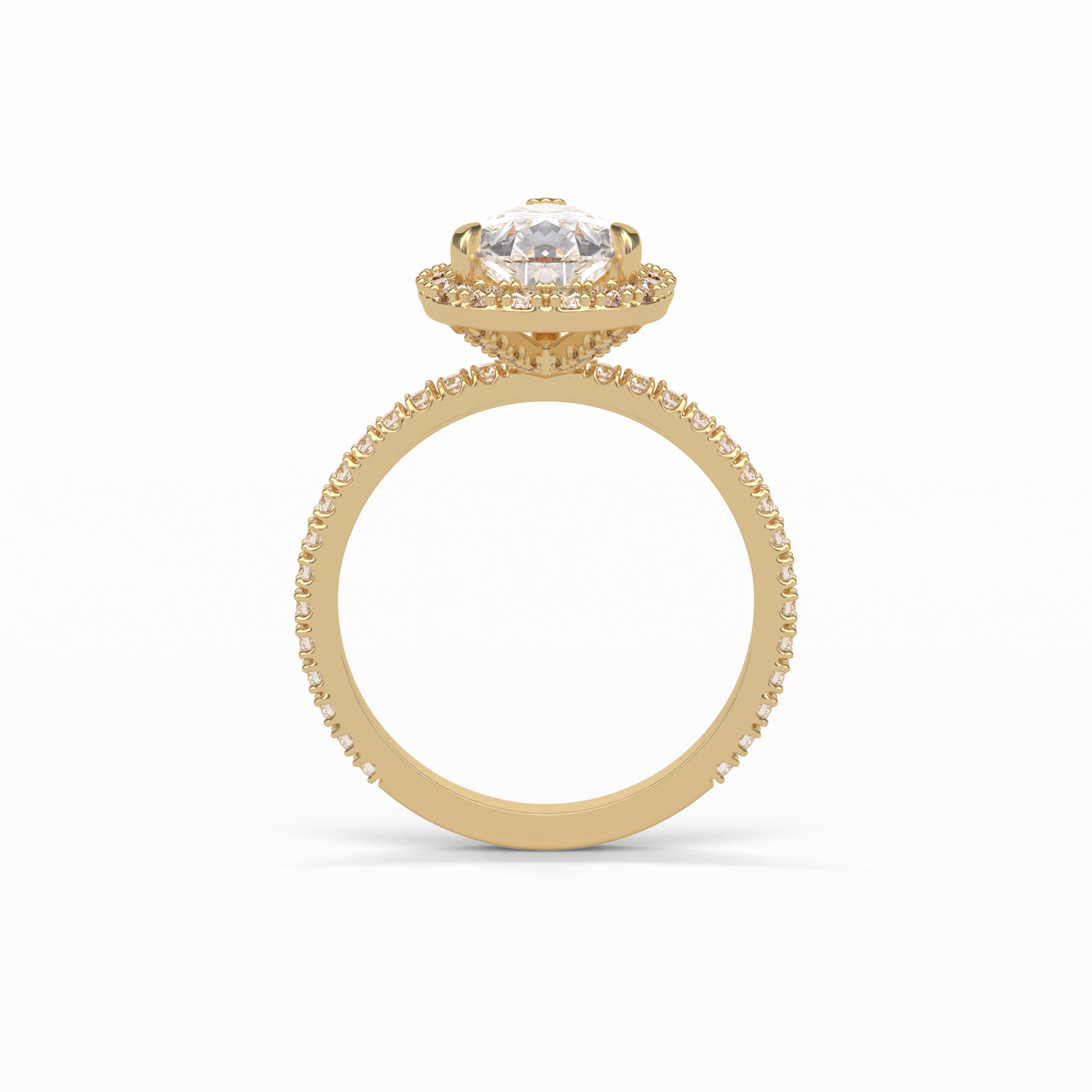 Pear Halo & Pave Lab Grown Diamond Engagement Ring