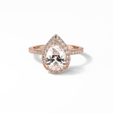 Pear Halo & Pave Lab Grown Diamond Engagement Ring
