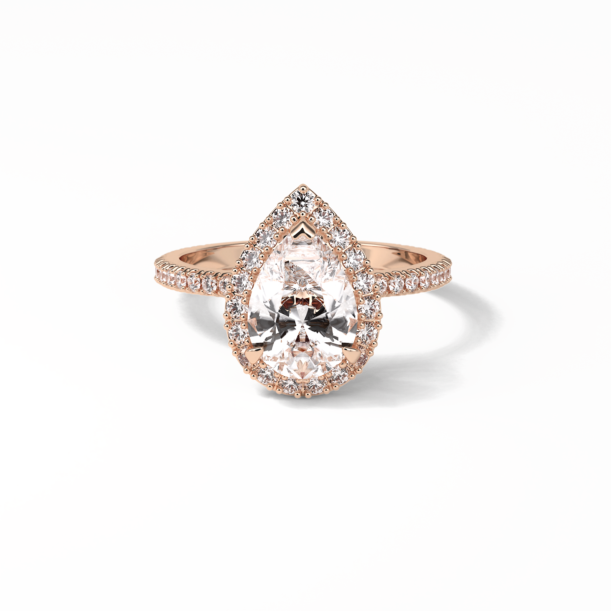 Pear Halo & Pave Lab Grown Diamond Engagement Ring