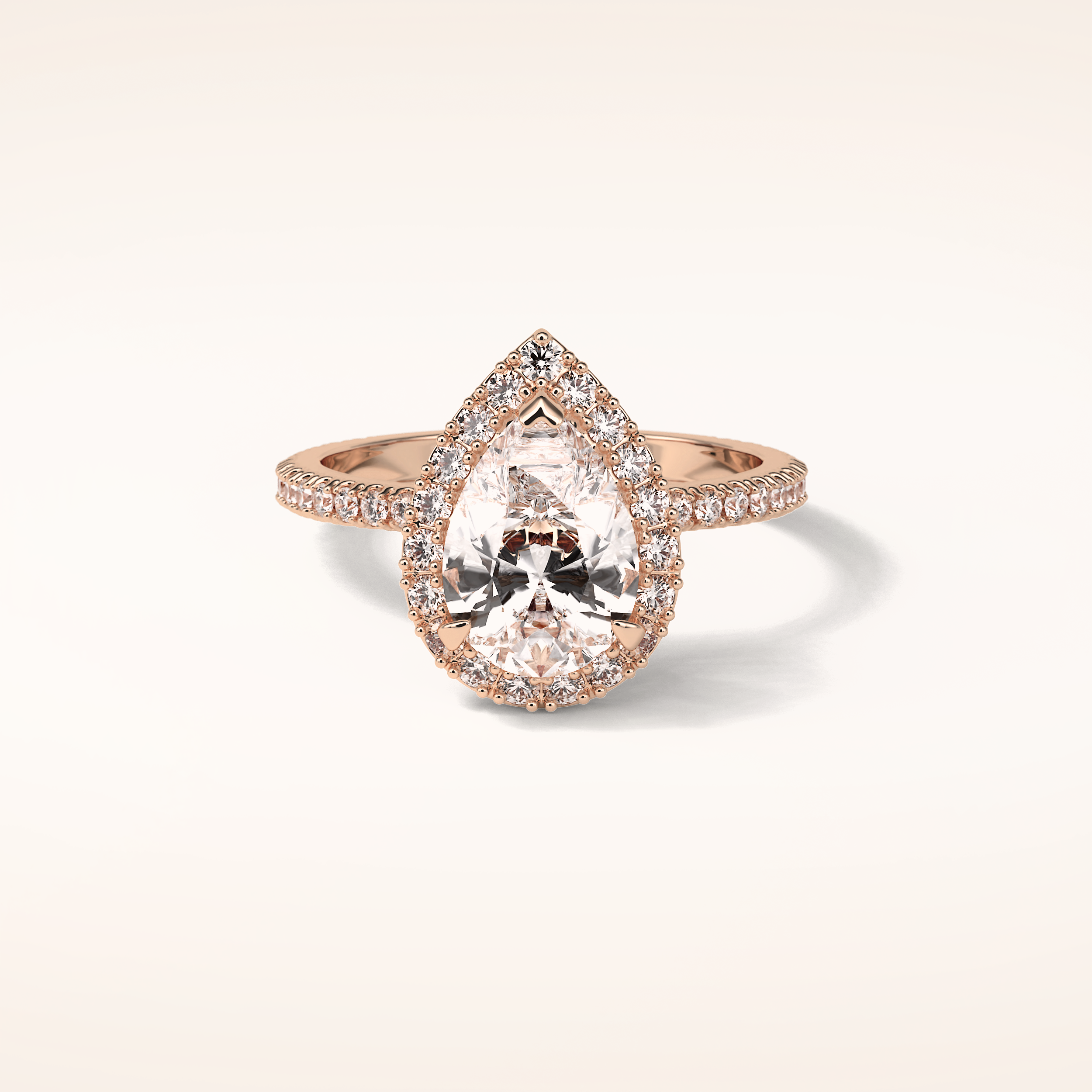 1.93 CT Pear Shaped Halo & Pave Moissanite Engagement Ring