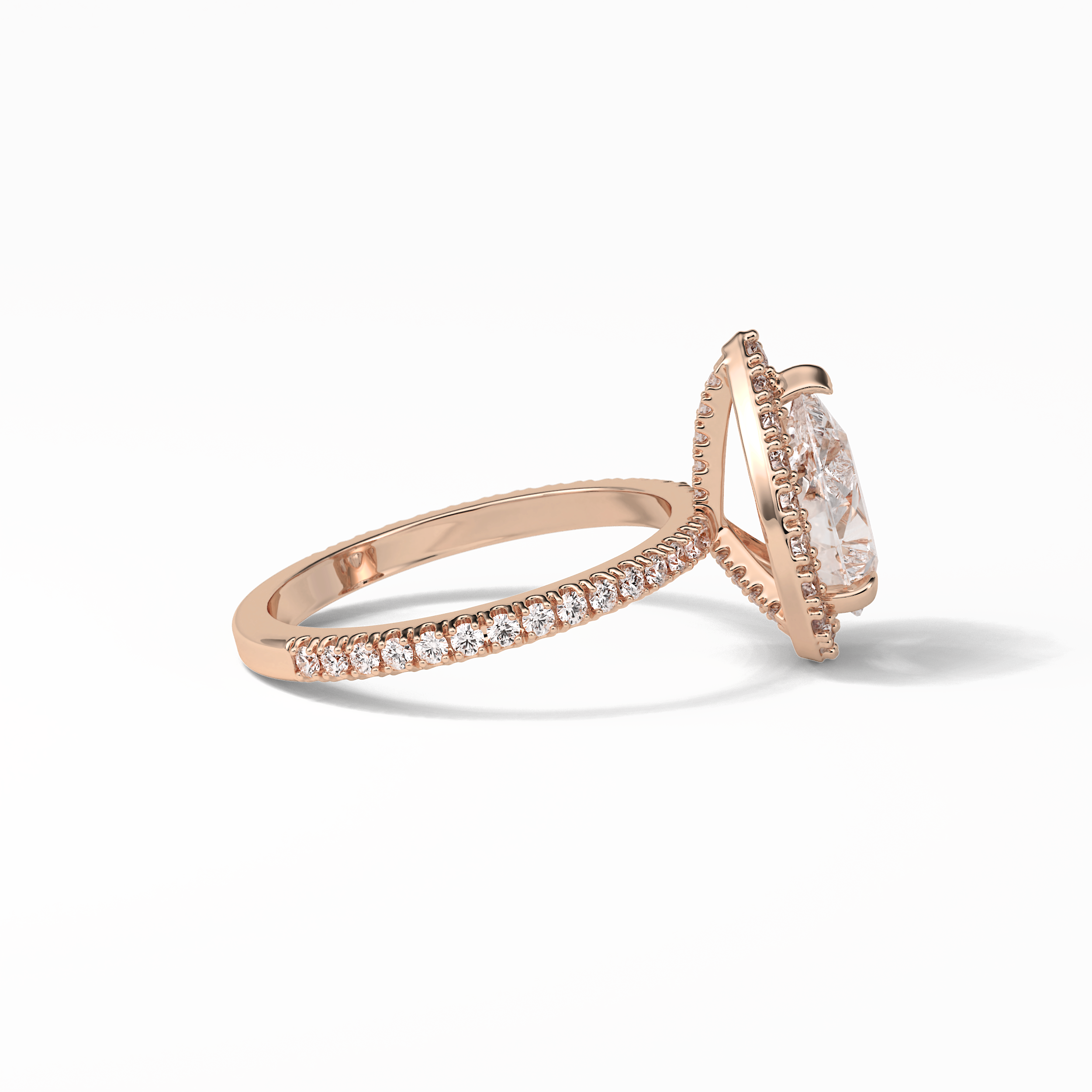 Pear Halo & Pave Lab Grown Diamond Engagement Ring