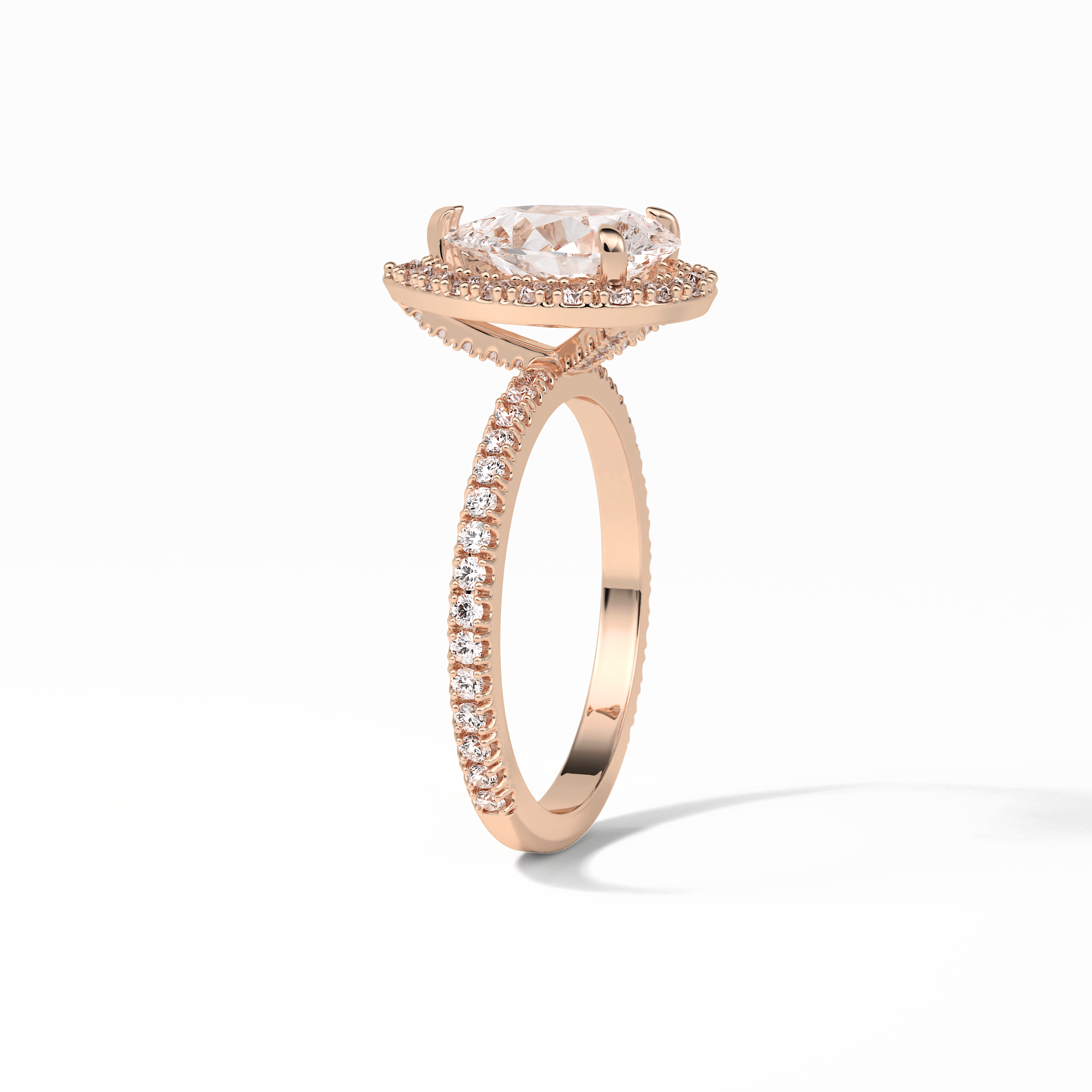 Pear Halo & Pave Lab Grown Diamond Engagement Ring