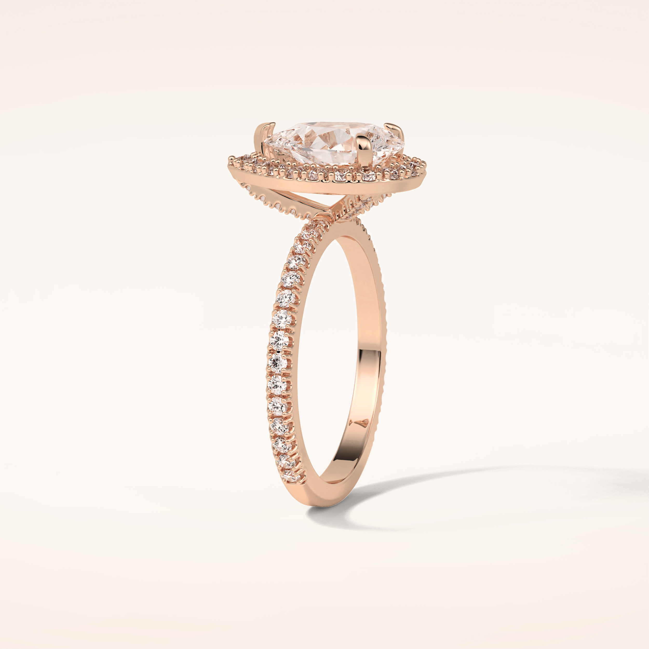 1.93 CT Pear Shaped Halo & Pave Moissanite Engagement Ring