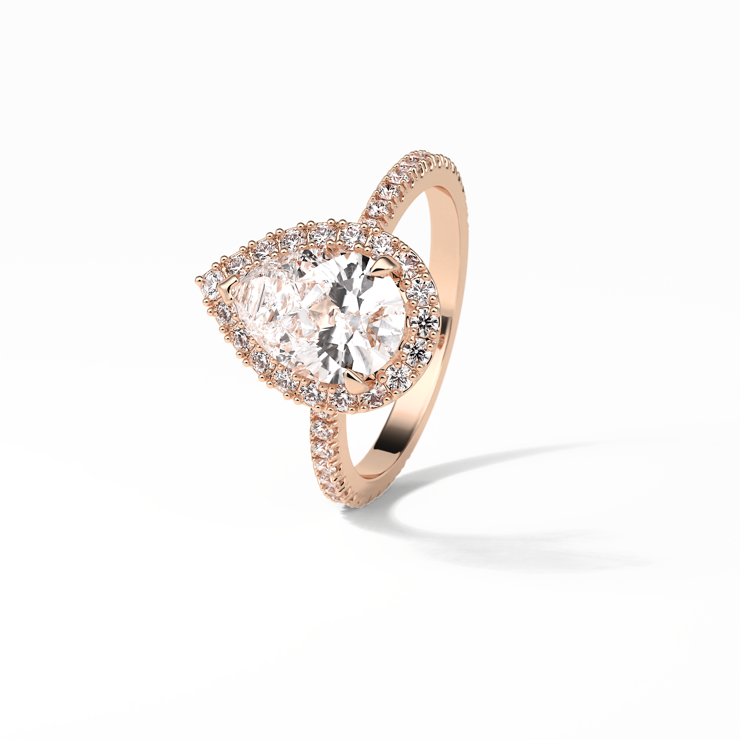 Pear Halo & Pave Lab Grown Diamond Engagement Ring