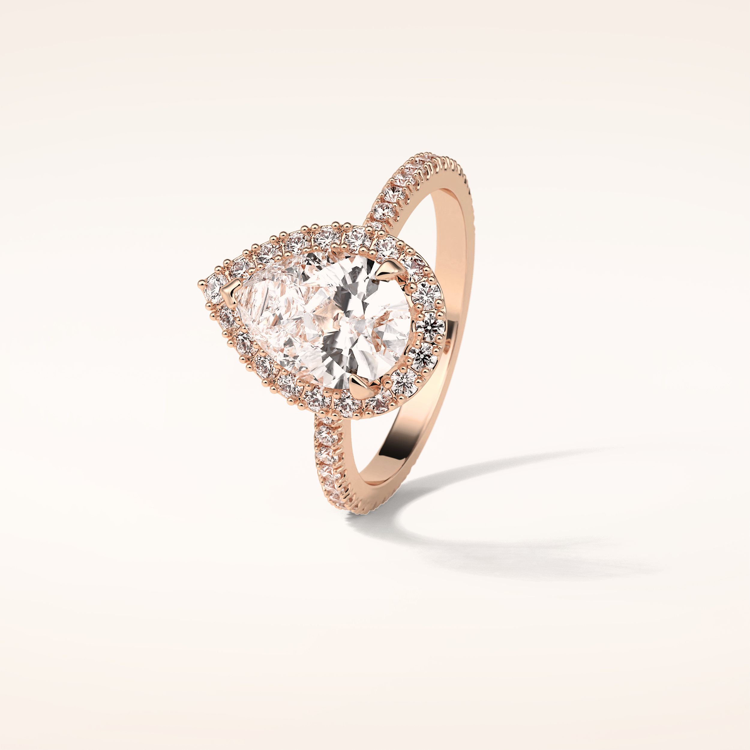 1.93 CT Pear Shaped Halo & Pave Moissanite Engagement Ring